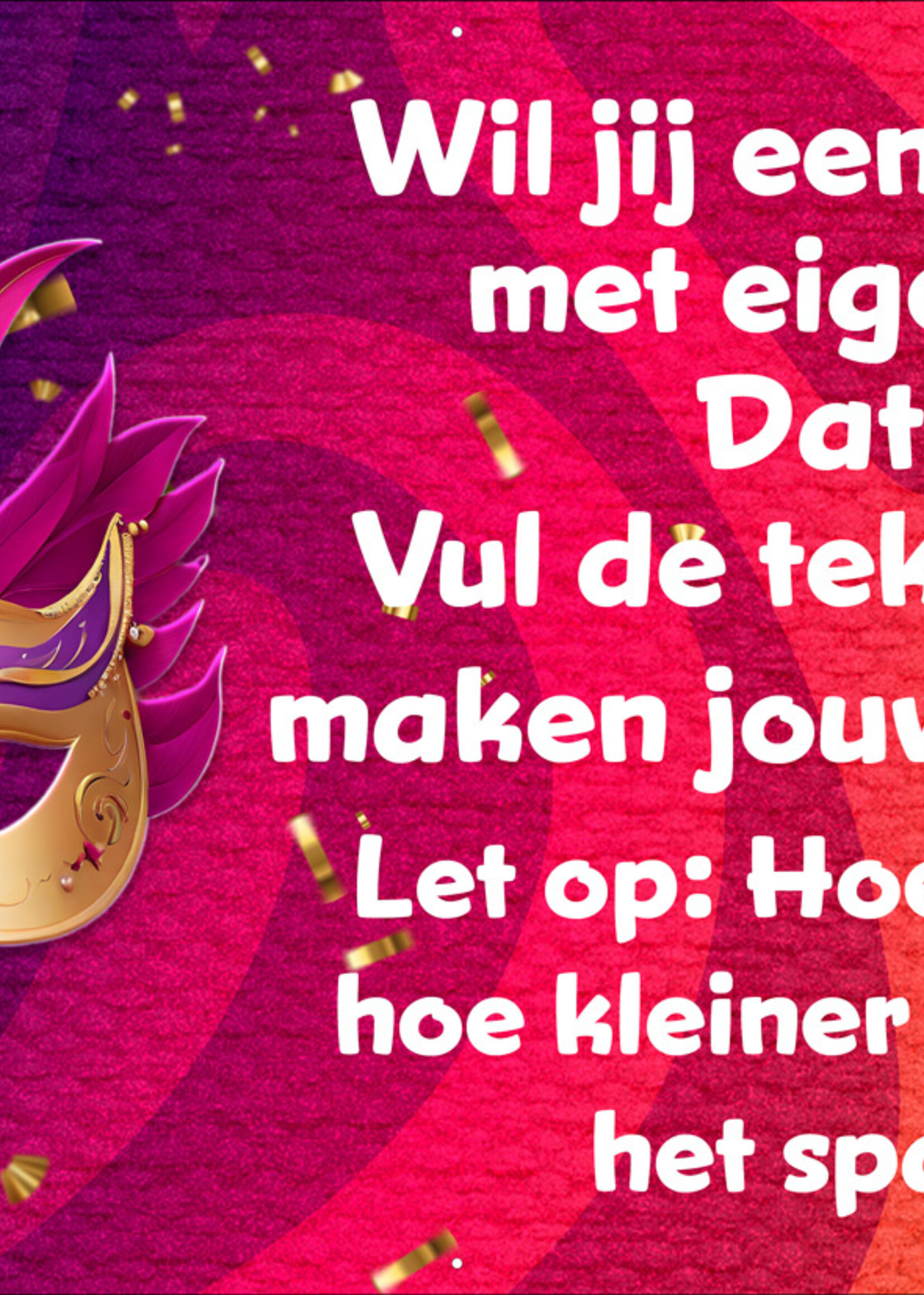 Spandoek met eigen tekst - Carnaval - Goud masker