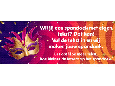 Spandoek met eigen tekst - Carnaval - Goud masker