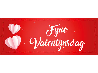 Spandoek Fijne Valentijnsdag  - 14 februari - Valentijn versiering - decoratie