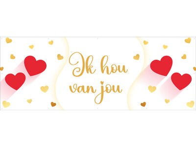 Spandoek Ik hou van jou - Valentijnsdag  - 14 februari - Valentijn versiering - decoratie