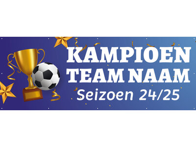 Spandoek Kampioen Voetbal met eigen teamnaam en seizoen