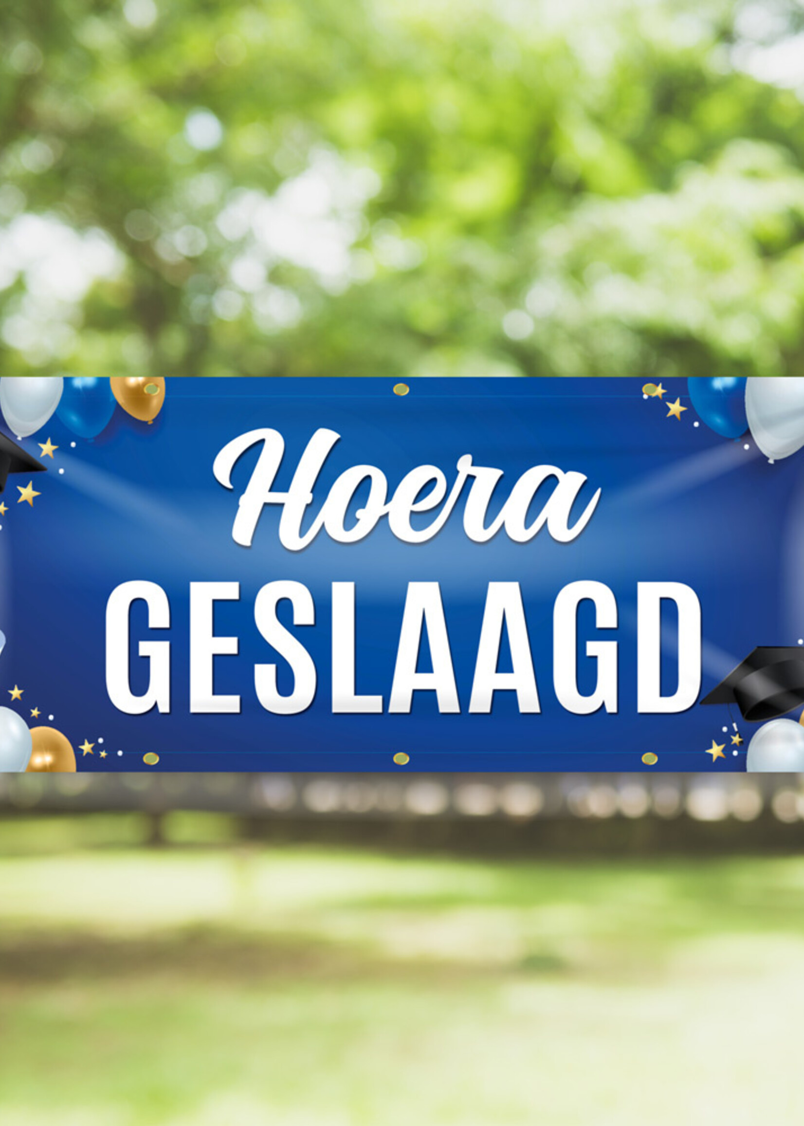 Hoera  geslaagd! - Blauw - Goud Ballonnen - Afstudeerhoed - Diploma -  Sterren