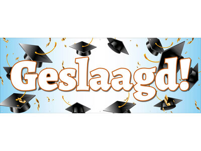 Spandoek Geslaagd - Feestelijke Versiering - Afstudeerhoed – Diploma - Examen