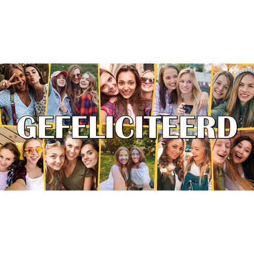 Spandoek Gefeliciteerd met fotocollage - 10 foto's