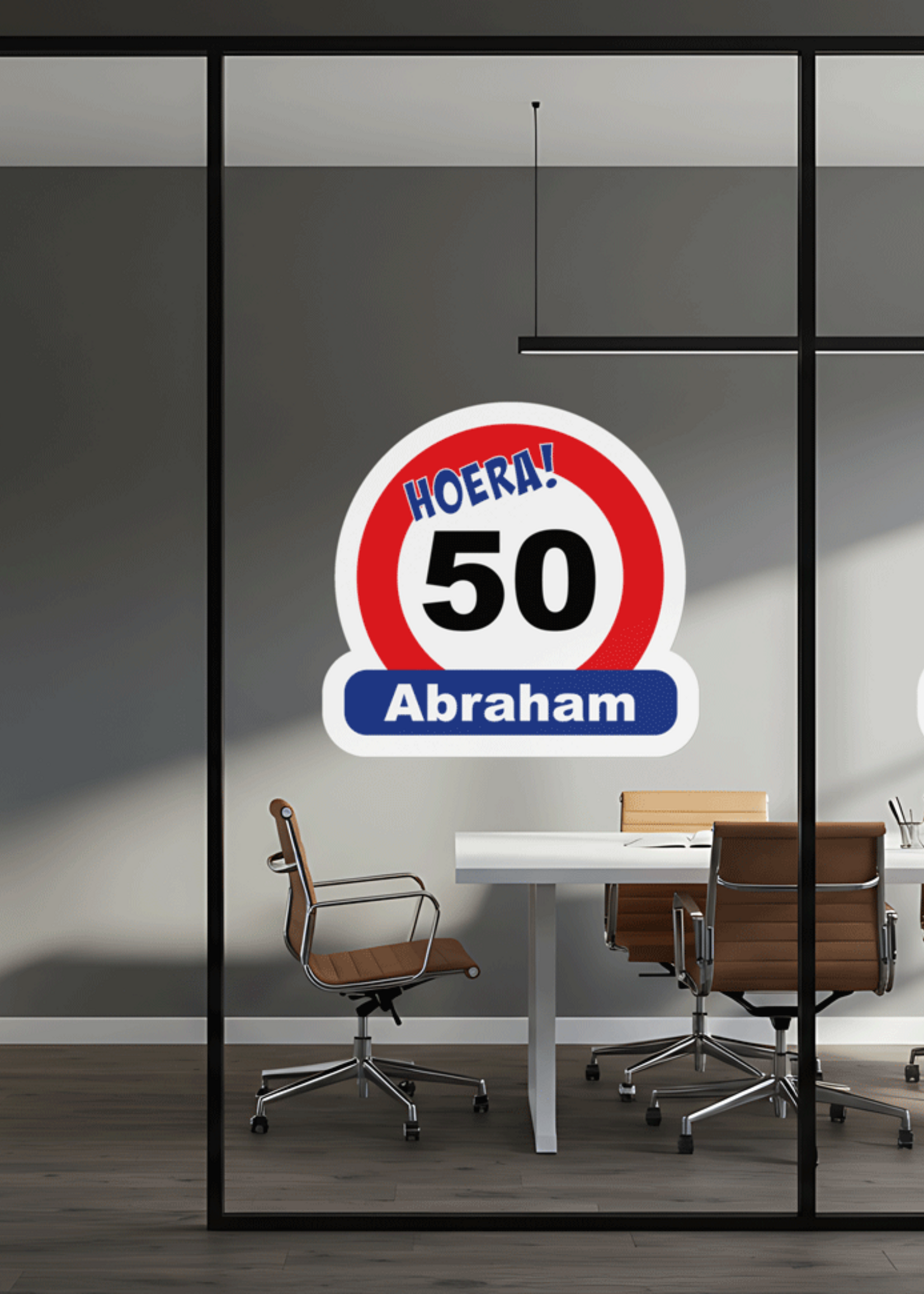 Statische Raamsticker Hoera Abraham - 50 jaar Versiering - Groot