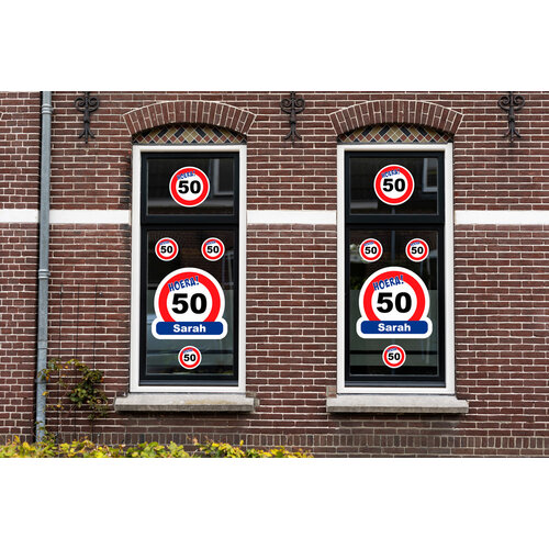 Statische Raamsticker Hoera Sarah- 50 jaar - Groot Statische Raamsticker Hoera Sarah- 50 jaar - Groot