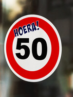Raamstickers Verkeersbord 50 jaar Versiering - ø 25 cm - set van 5 stuks - Statisch