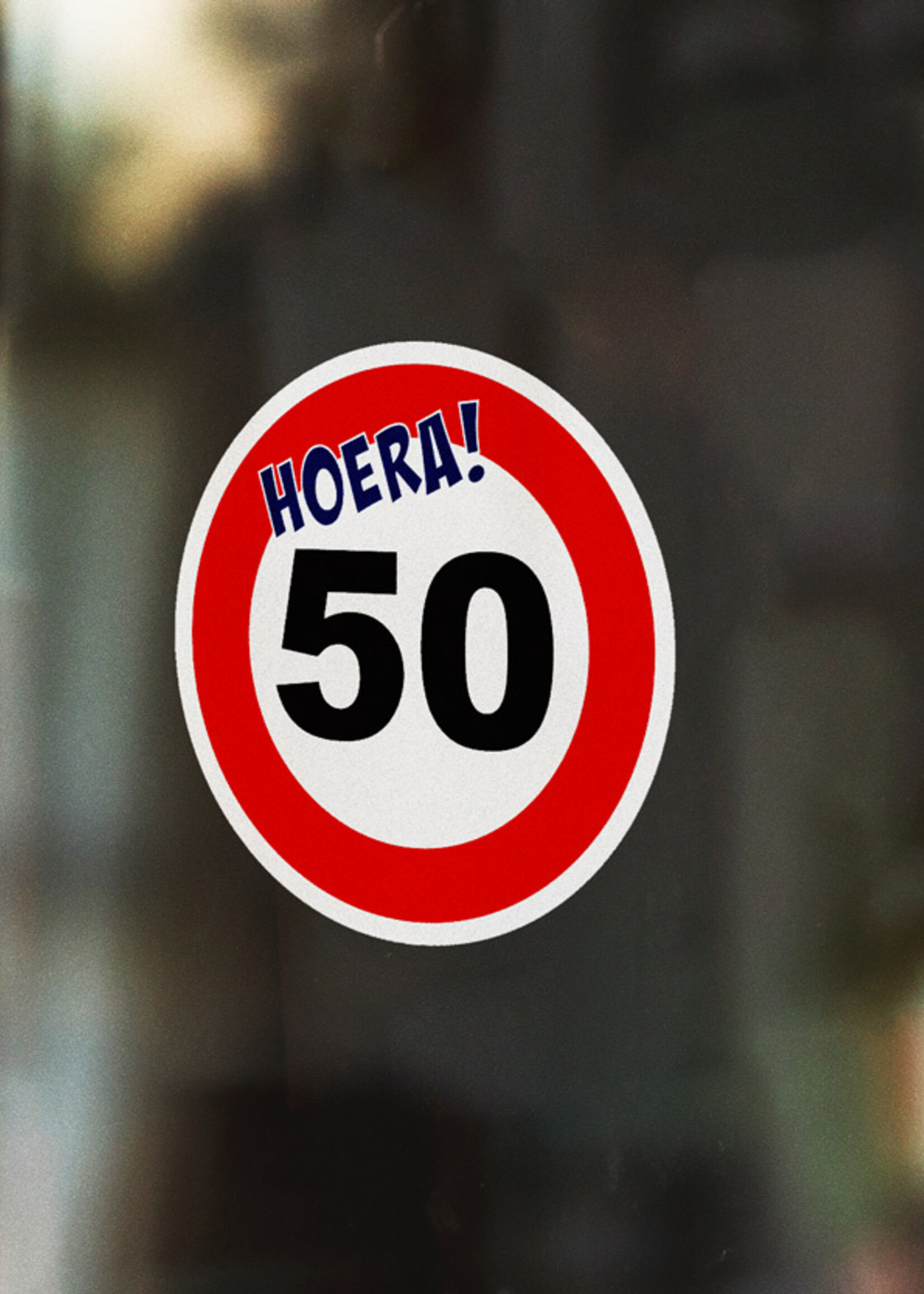 Raamstickers Verkeersbord 50 jaar Versiering - ø 15 cm - set van 5 stuks  - Statisch