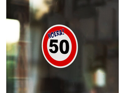 Statische Raamsticker Verkeersbord 50 jaar Versiering - ø 15 cm - set van 5 stuks