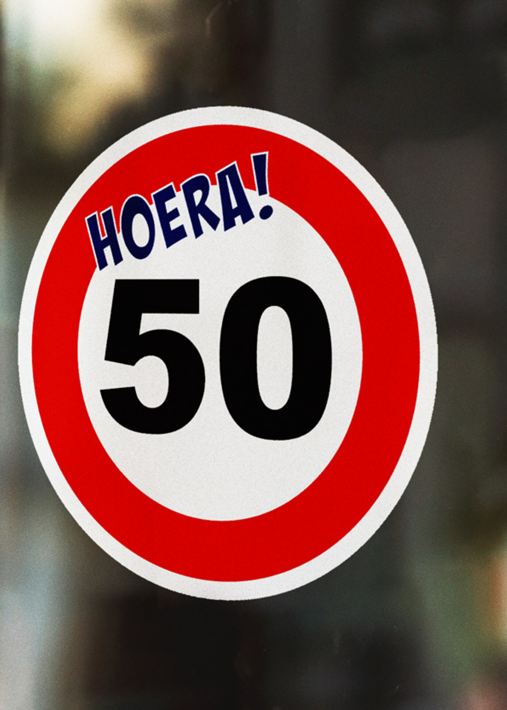 Abraham 50 Jaar Verkeersbord Raamsticker Feestpakket – 6-delige Feestversiering Set