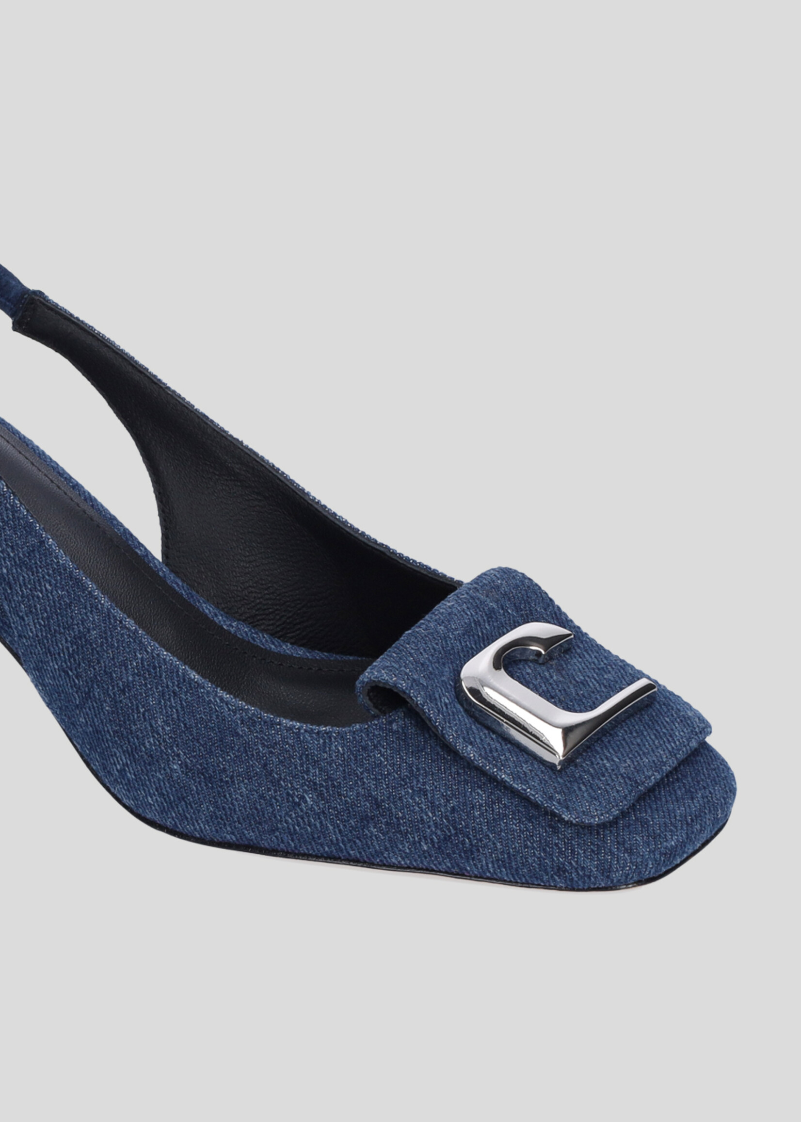 Jeans slingback op blokhak