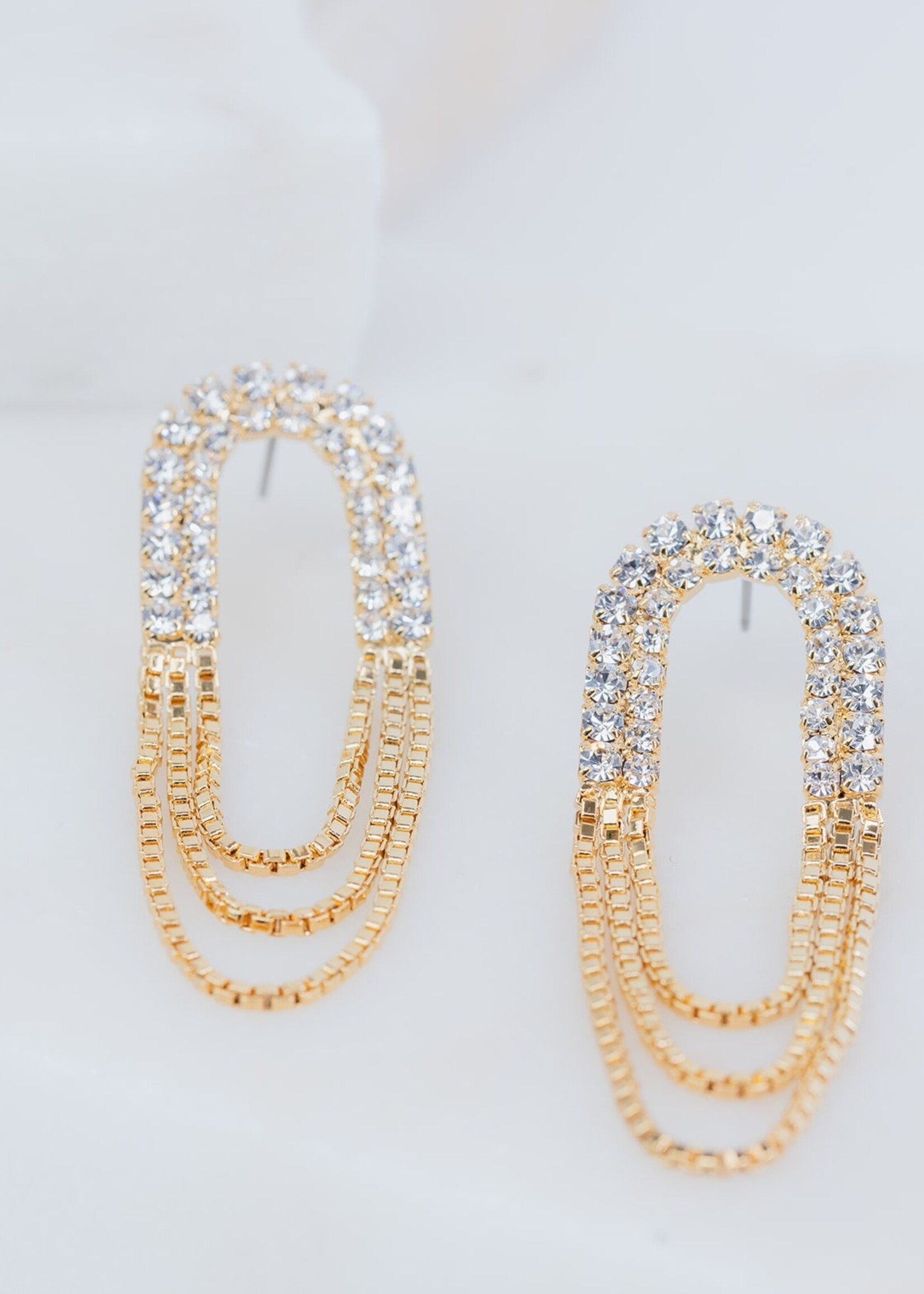 Lumi  Crystal Strass And Chain Mix Statement Earrings