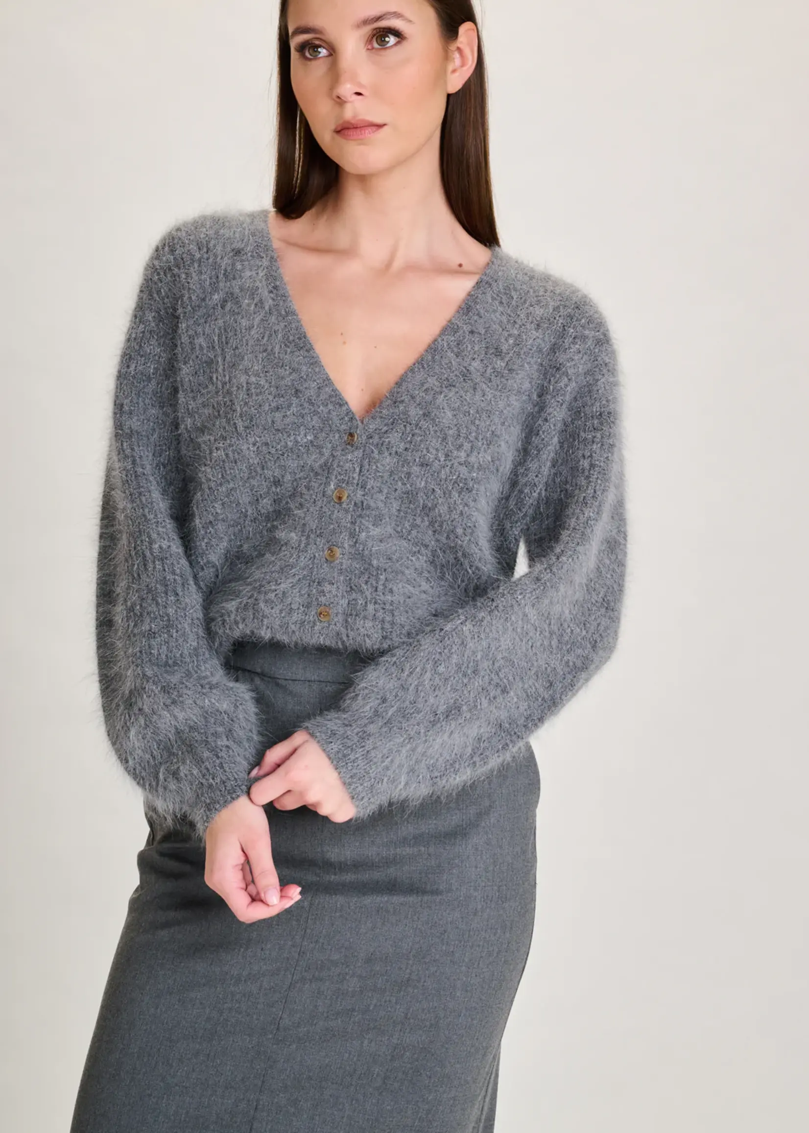 Deborah Cardigan Angora Dark Grey