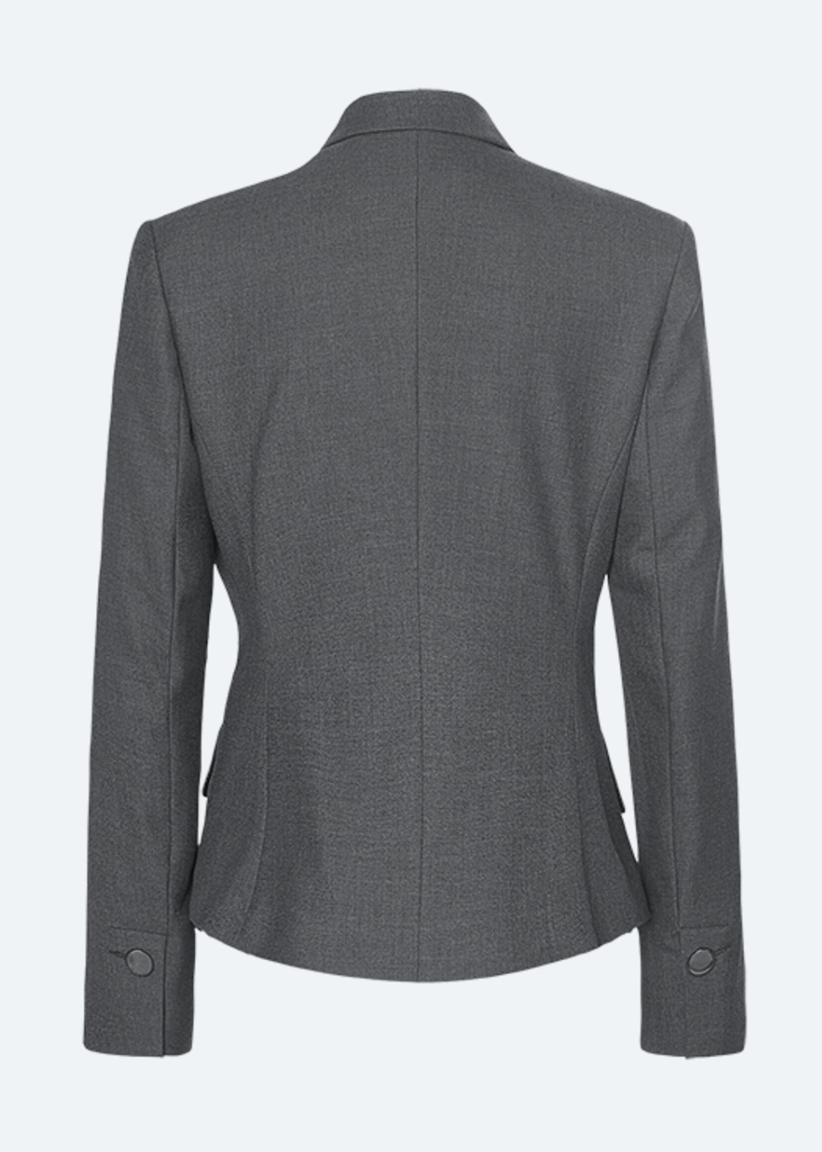 Grijze blazer met knoop en flapzakjes