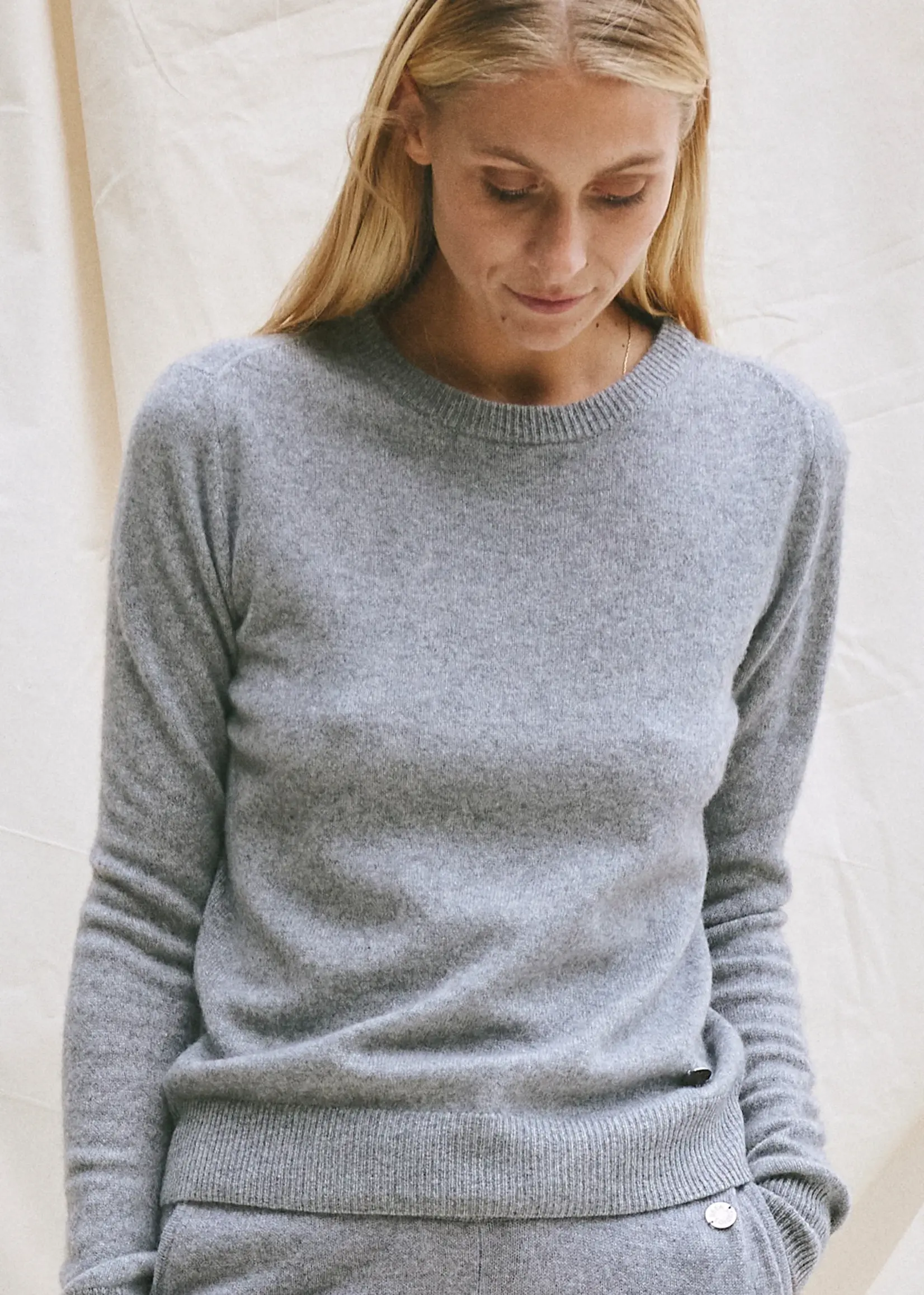O-Neck Basic Cashmere Grey Melange