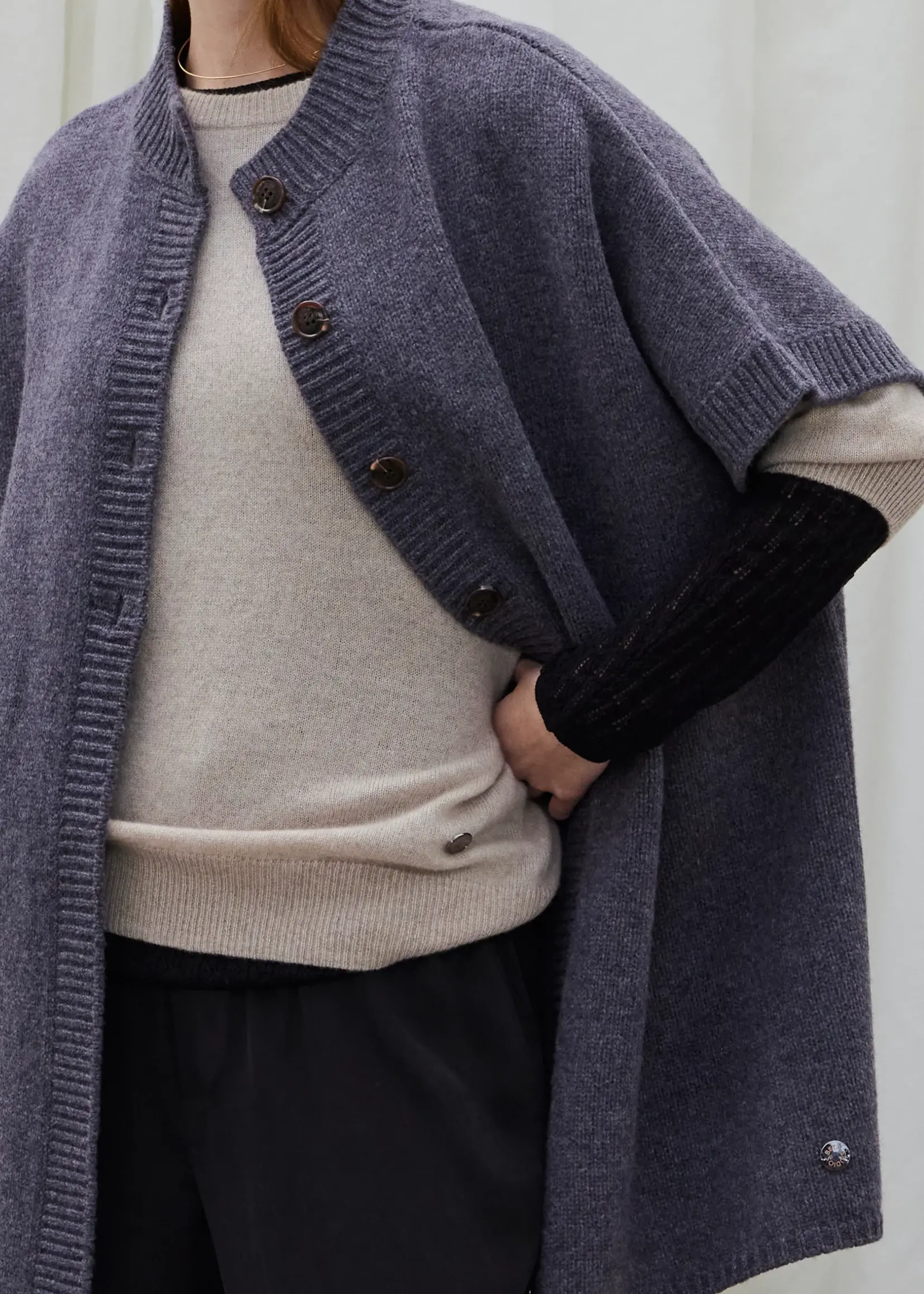 Giselle Cape Merino Wool Grey Melange