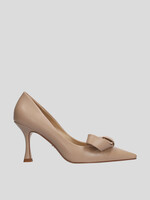 Beige lederen pump met strik