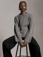 Cashmere Blend Waisted Crewneck