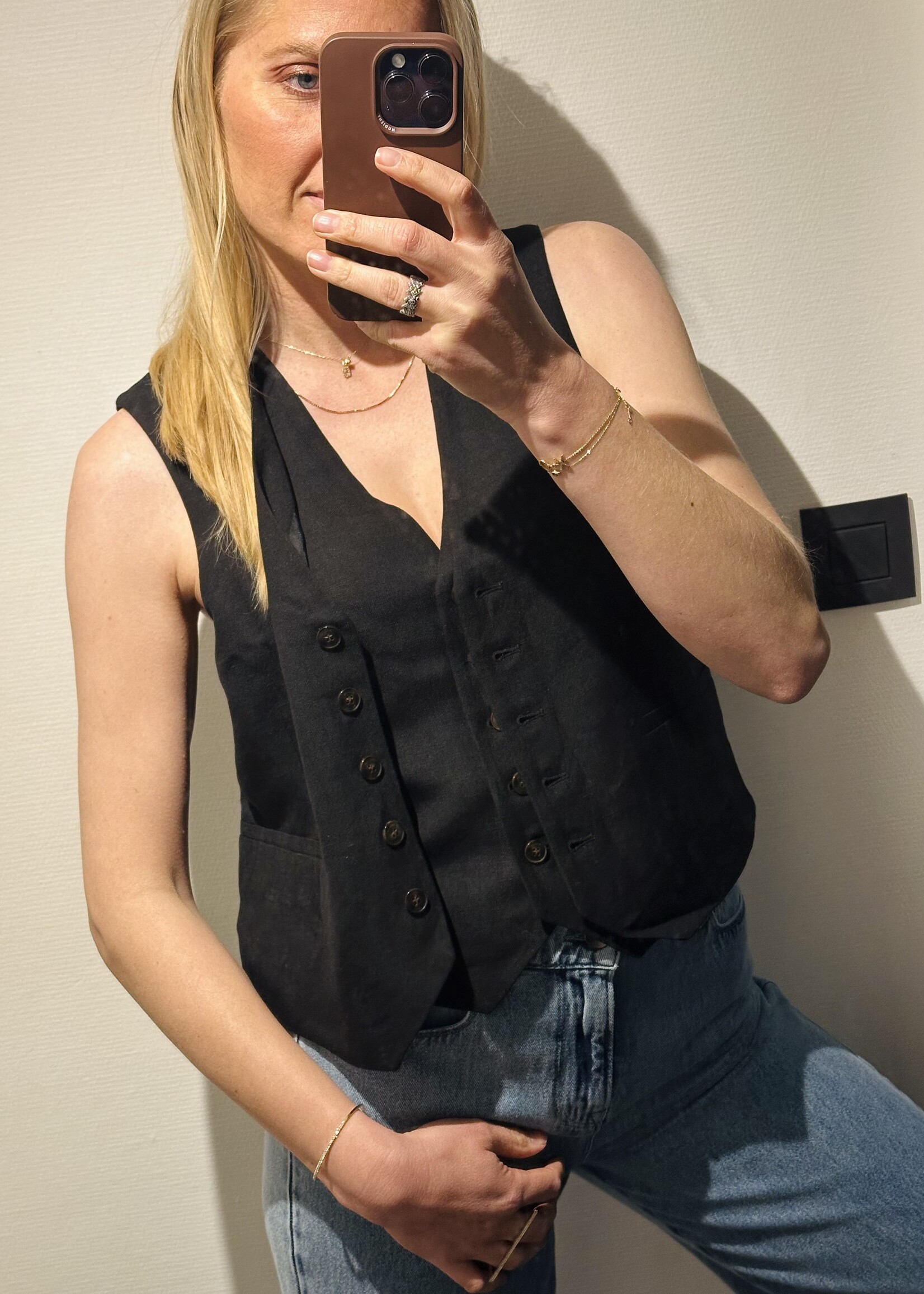 Double Up Vest Black