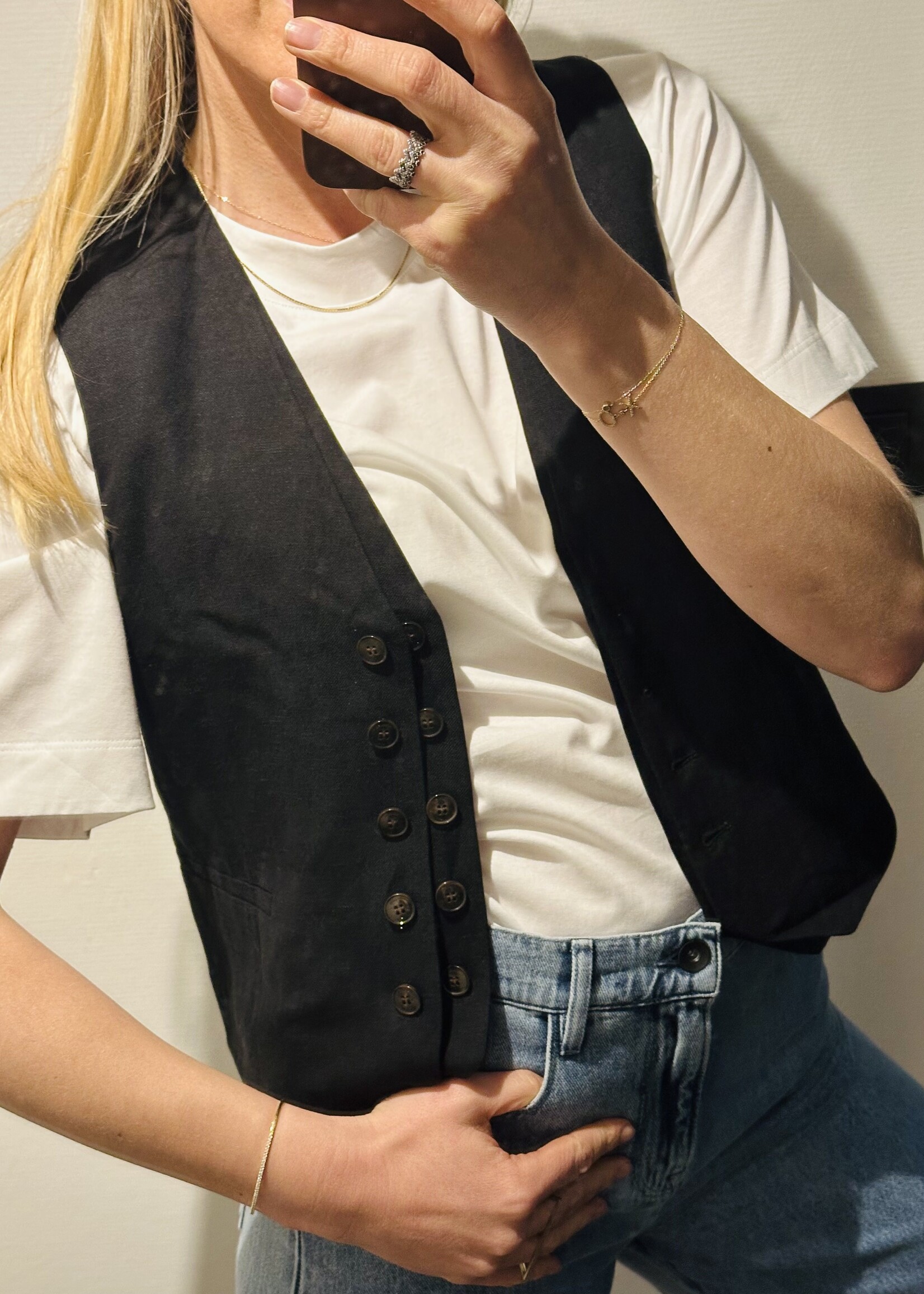 Double Up Vest Black