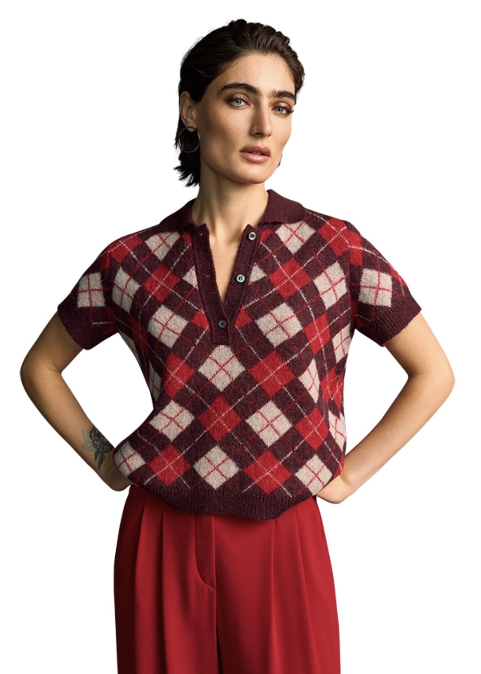 Pullover Knitted Patterned Polo