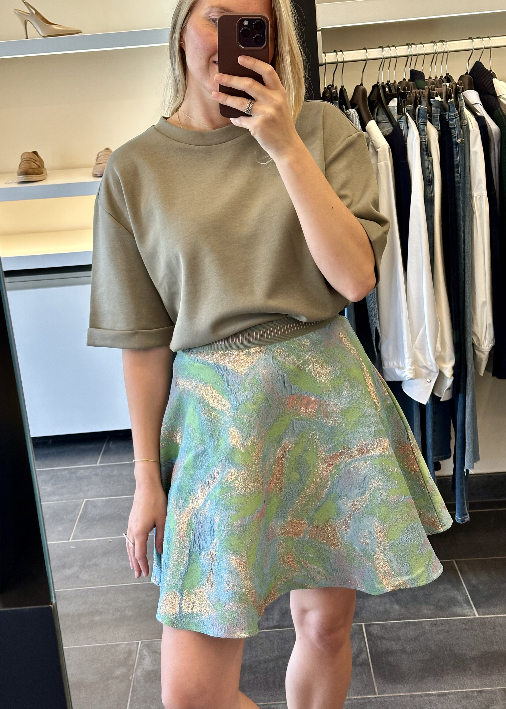 Retro Blue Jacquard Skirt