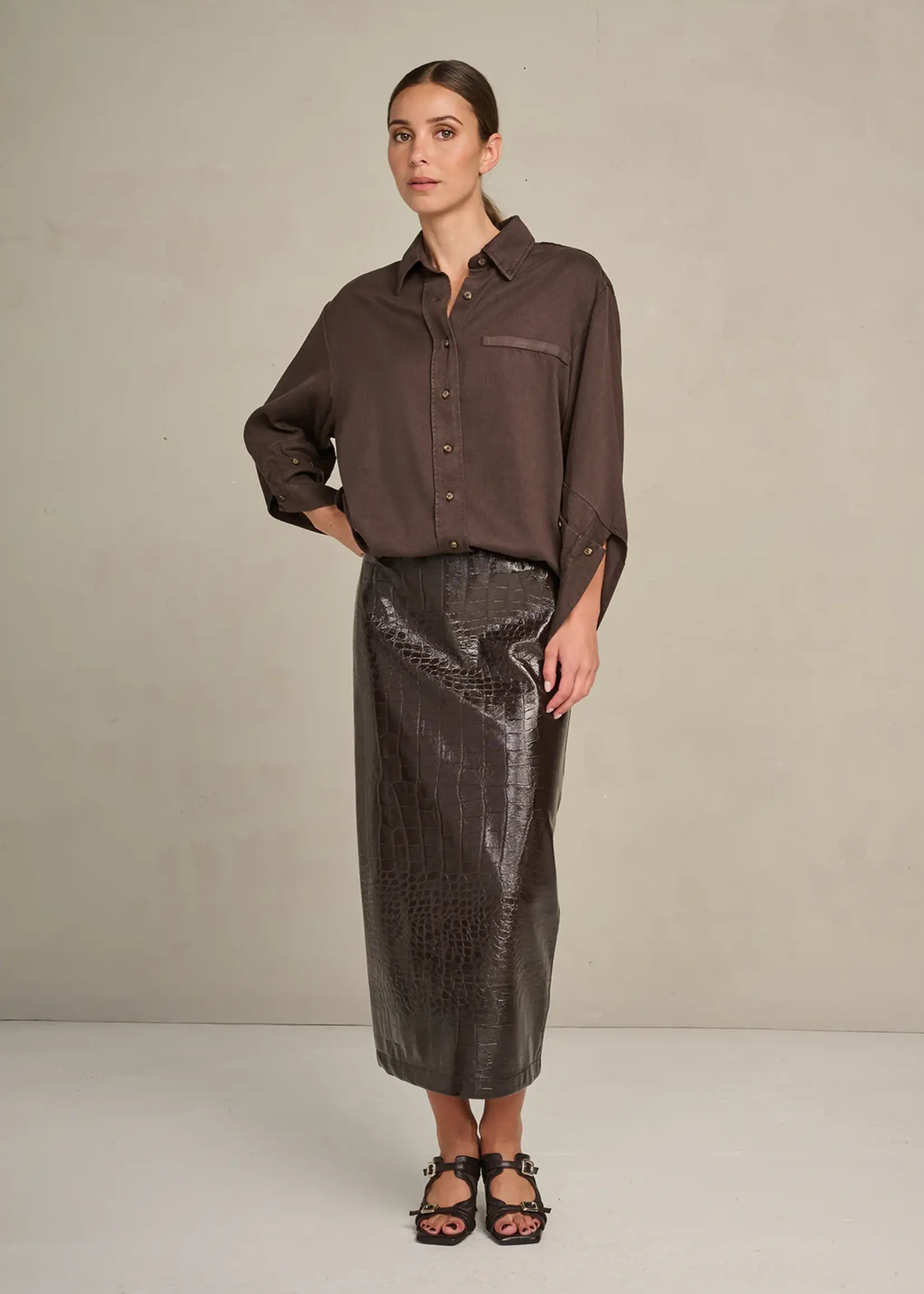 Skirt Cleo Croco Chocolat