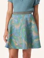Retro Blue Jacquard Skirt