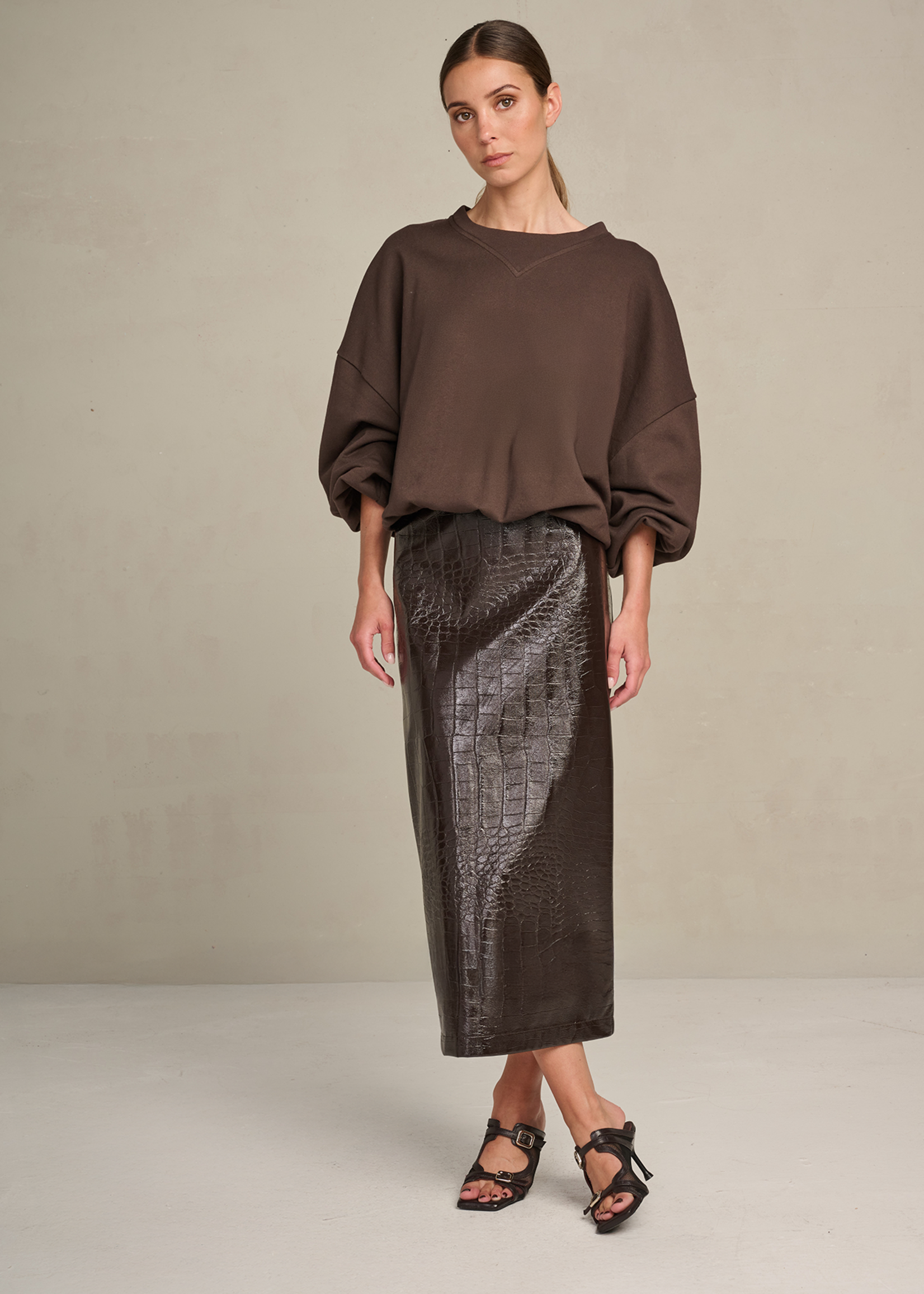 Skirt Cleo Croco Chocolat