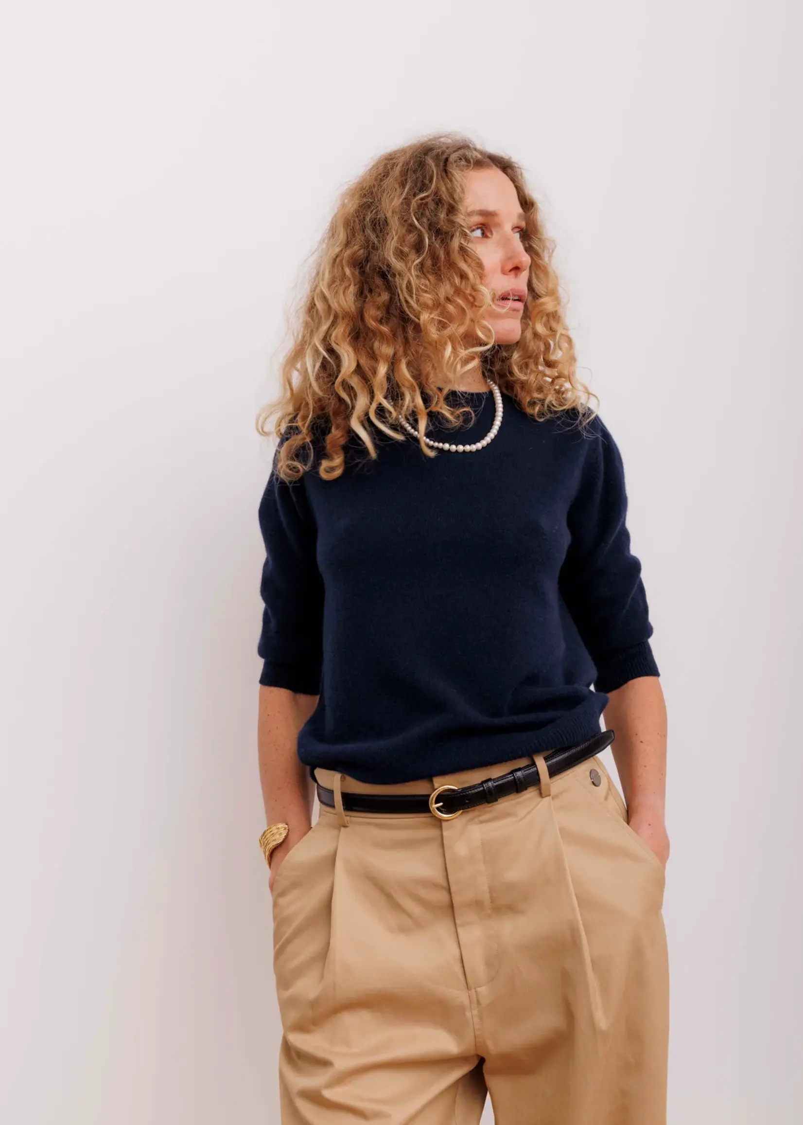 Lady Sleeve Crew Neck Navy