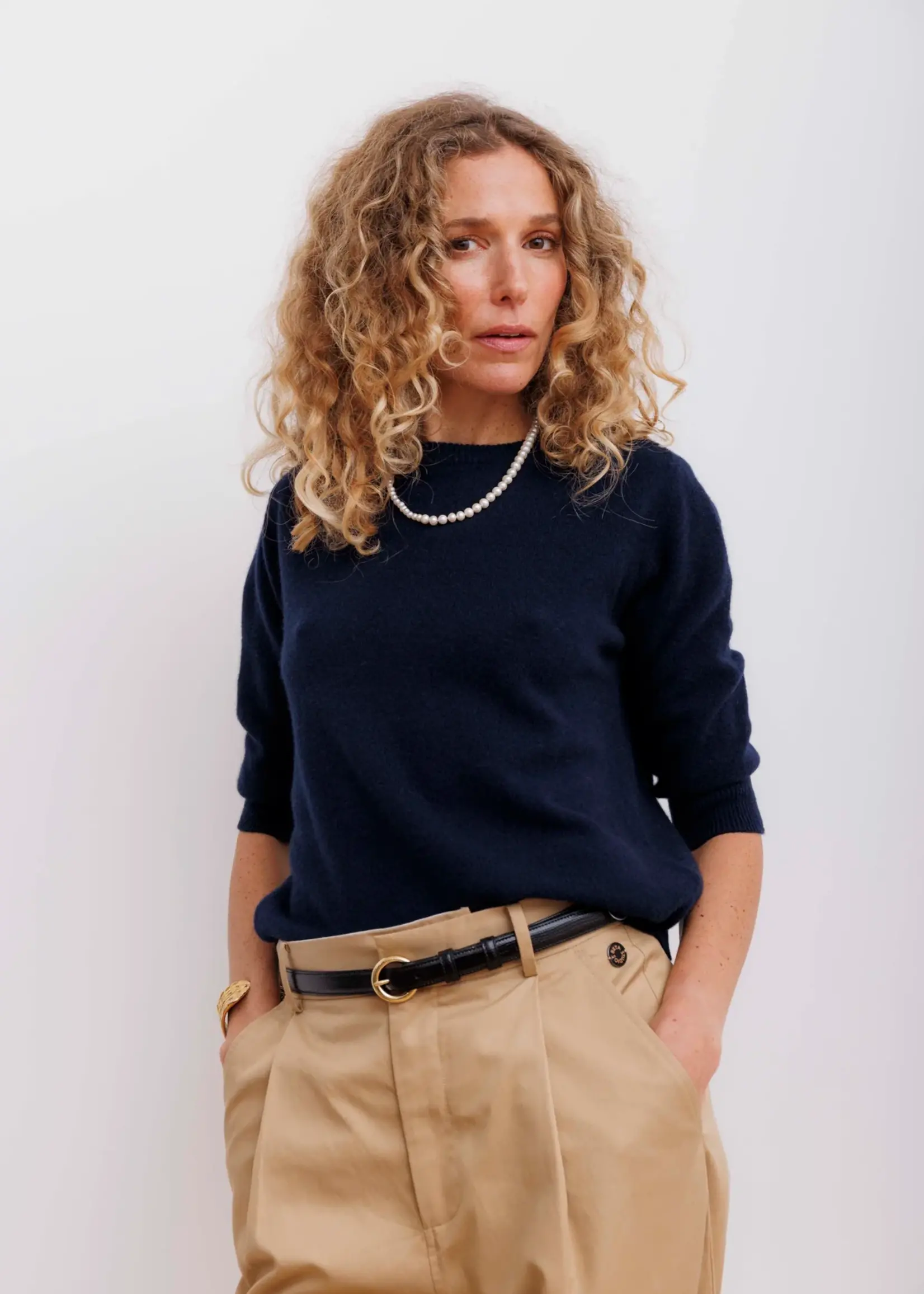 Lady Sleeve Crew Neck Navy