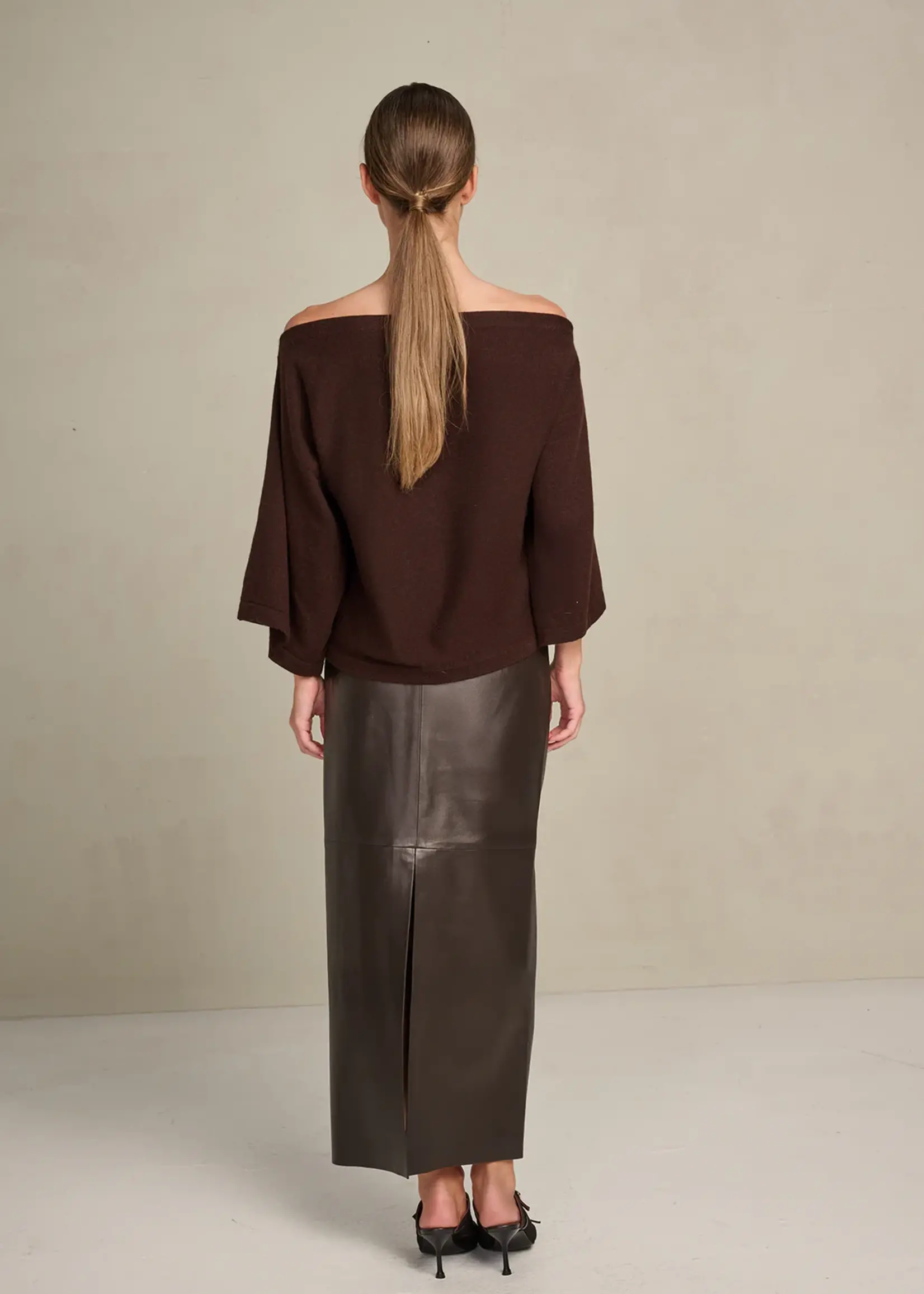 Claire Skirt Leather Chocolat