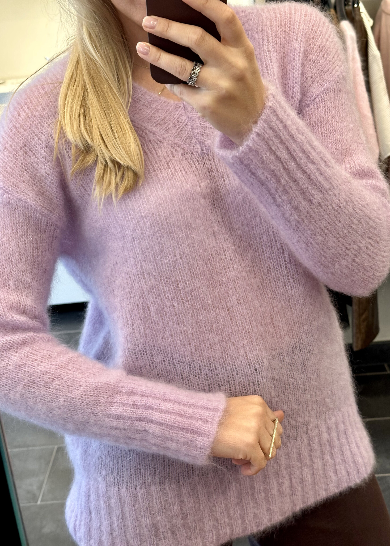 V-Neck Kid Mohair Lila