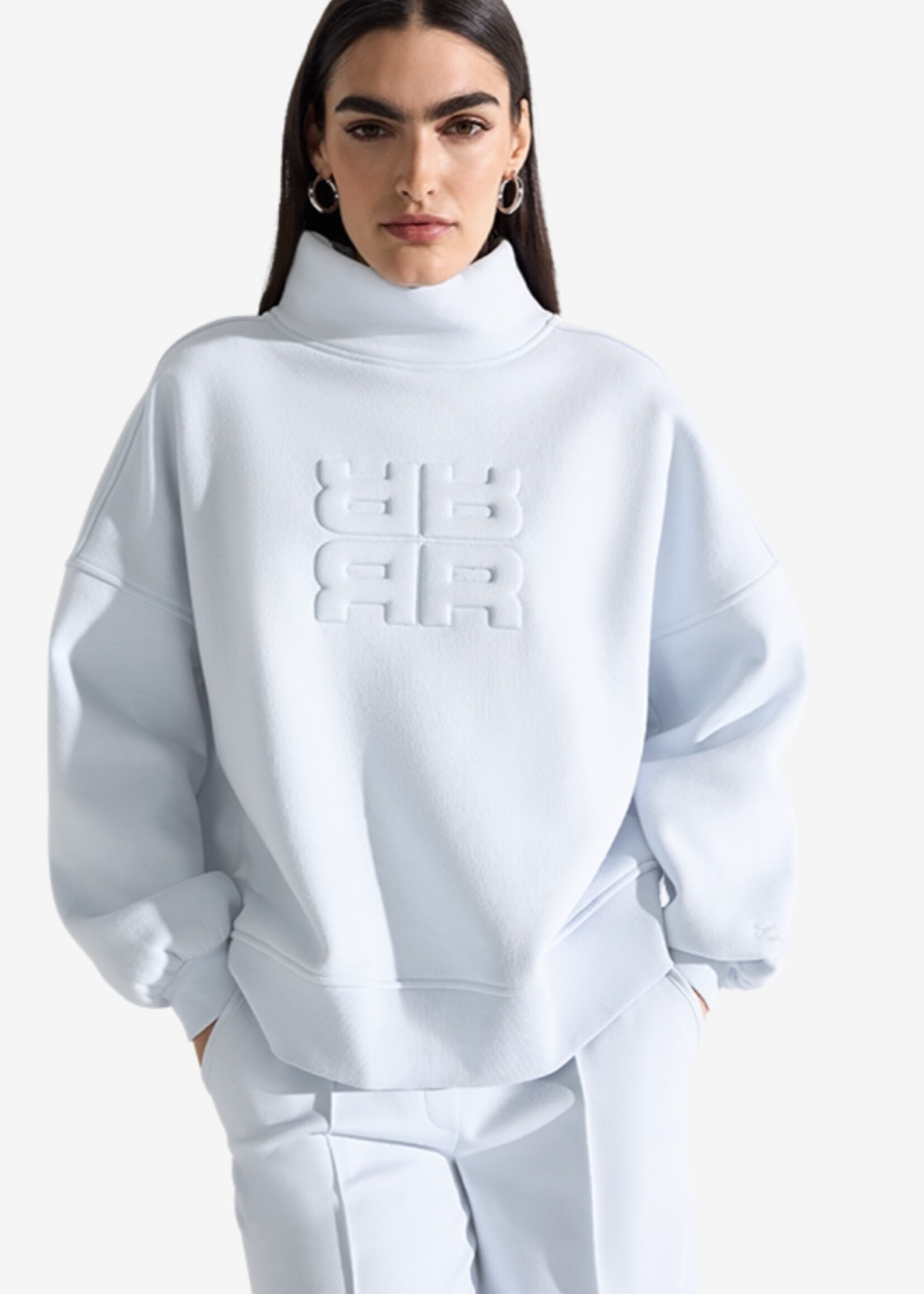 Lichtblauwe Jersey Sweatshirt met opstaand kraagje
