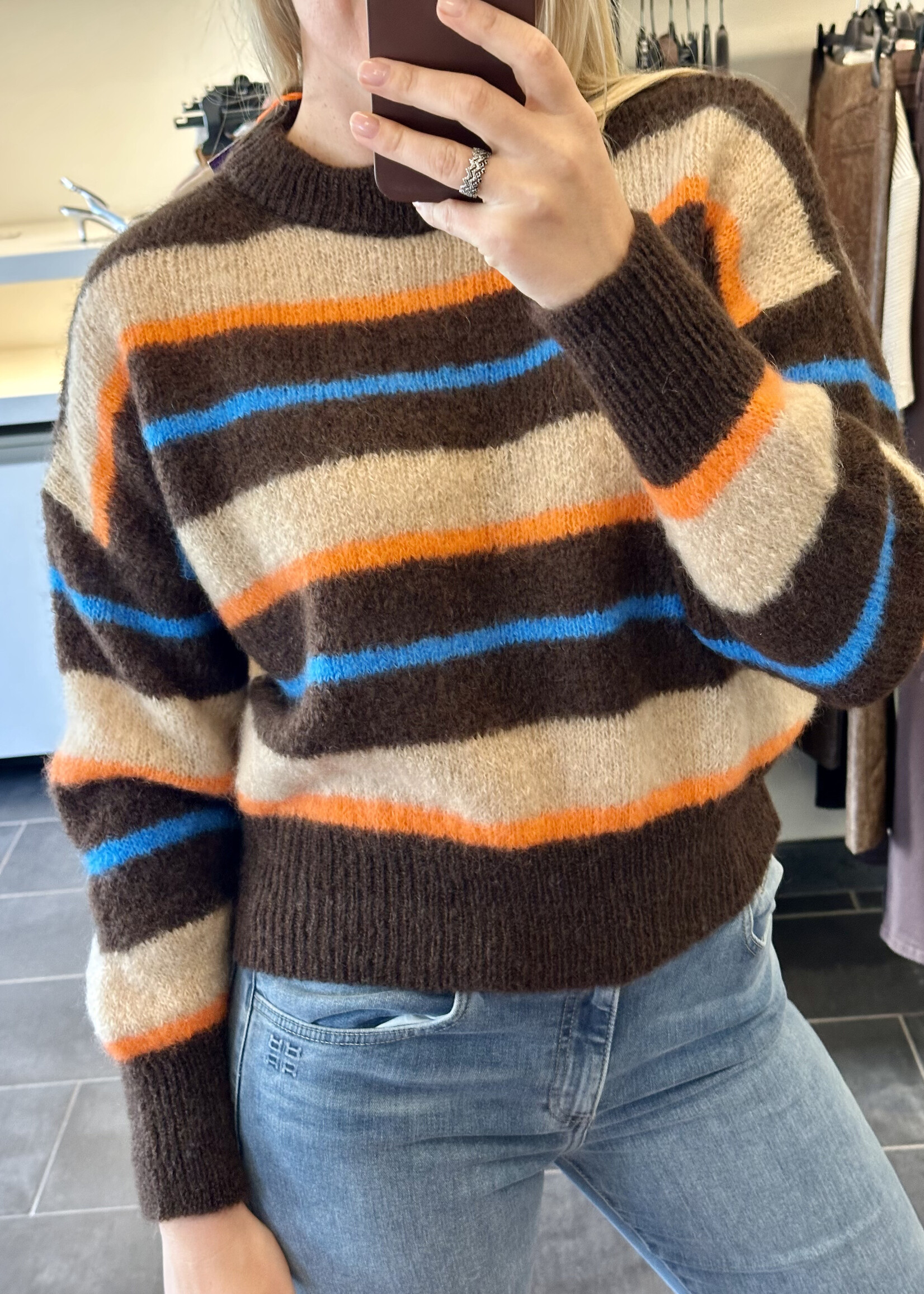 Coco Pullover Crewneck Stripes Beige