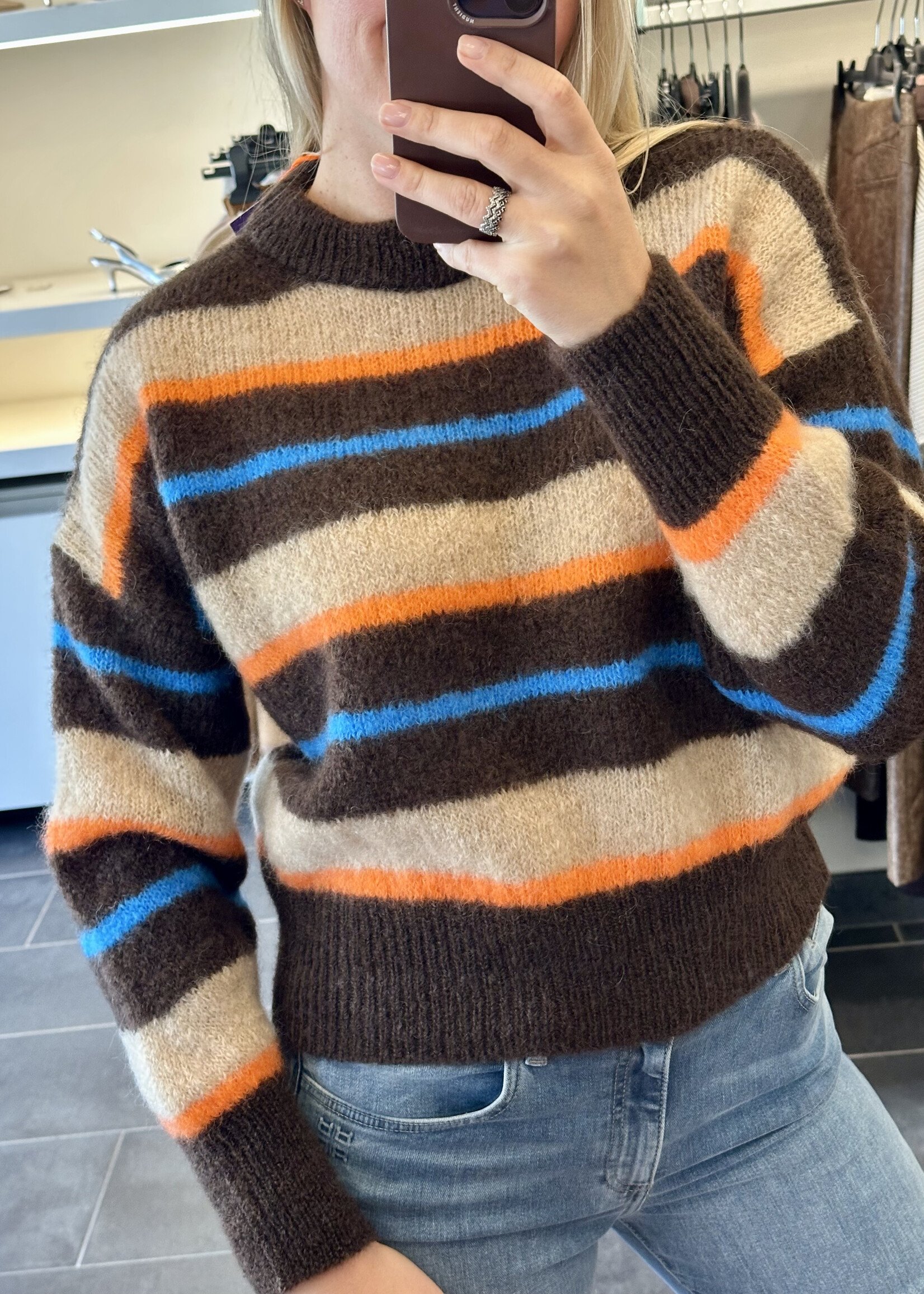Coco Pullover Crewneck Stripes Beige