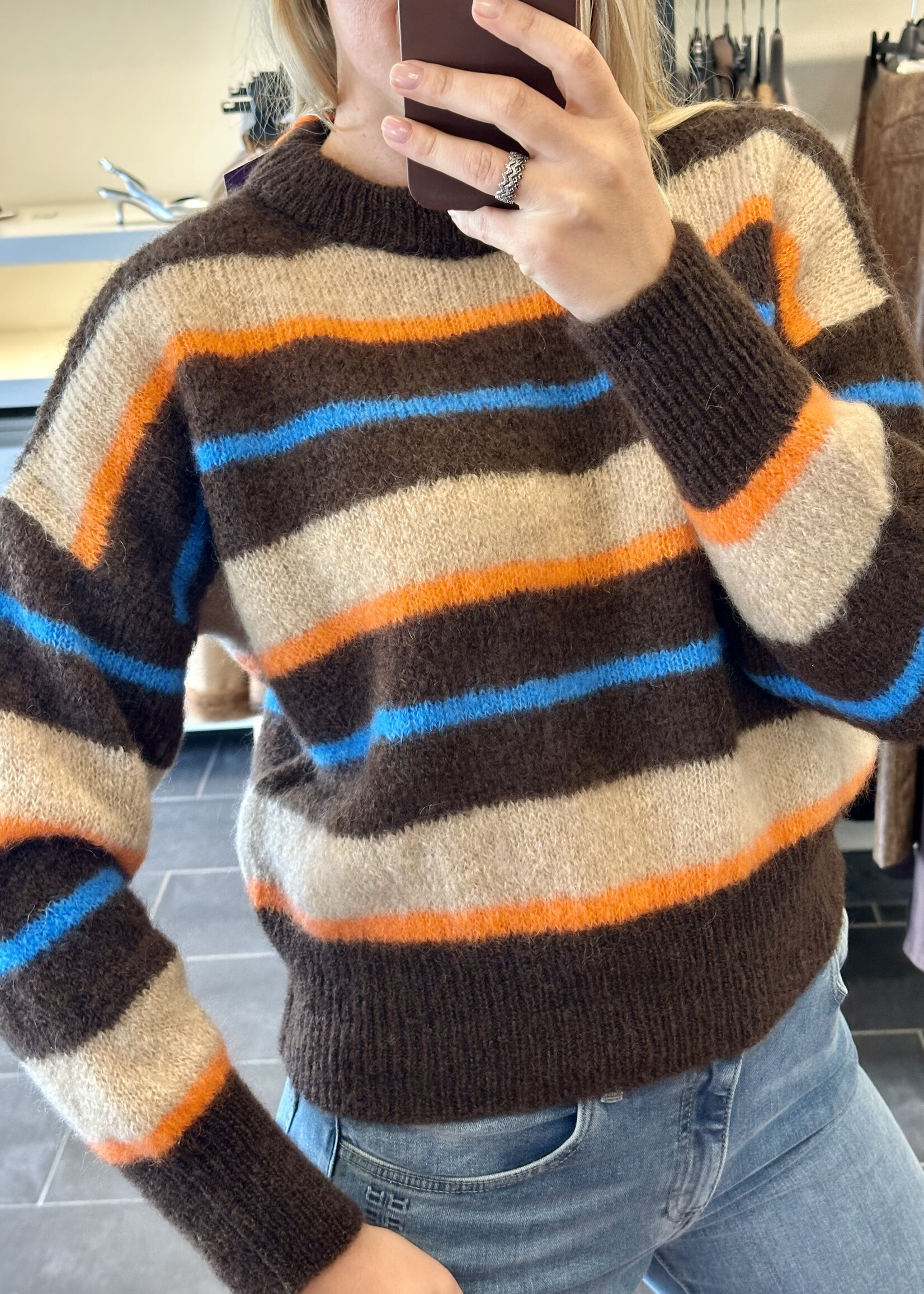 Coco Pullover Crewneck Stripes Beige