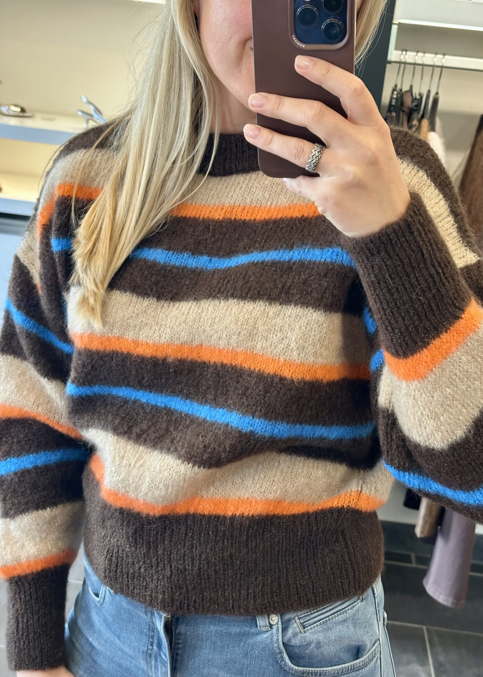 Coco Pullover Crewneck Stripes Beige