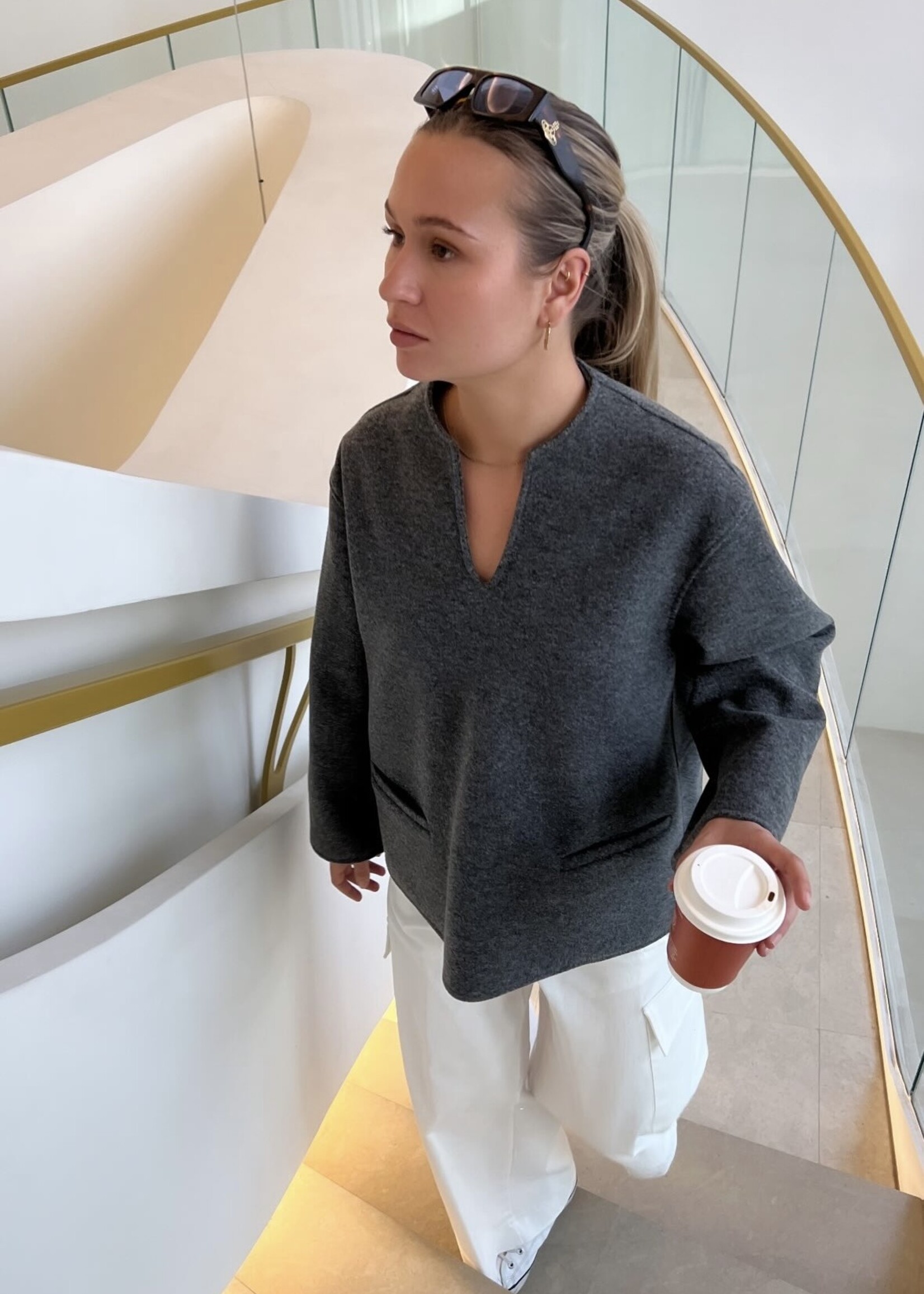Chloe Wool Sweatshirt Blouse Grey