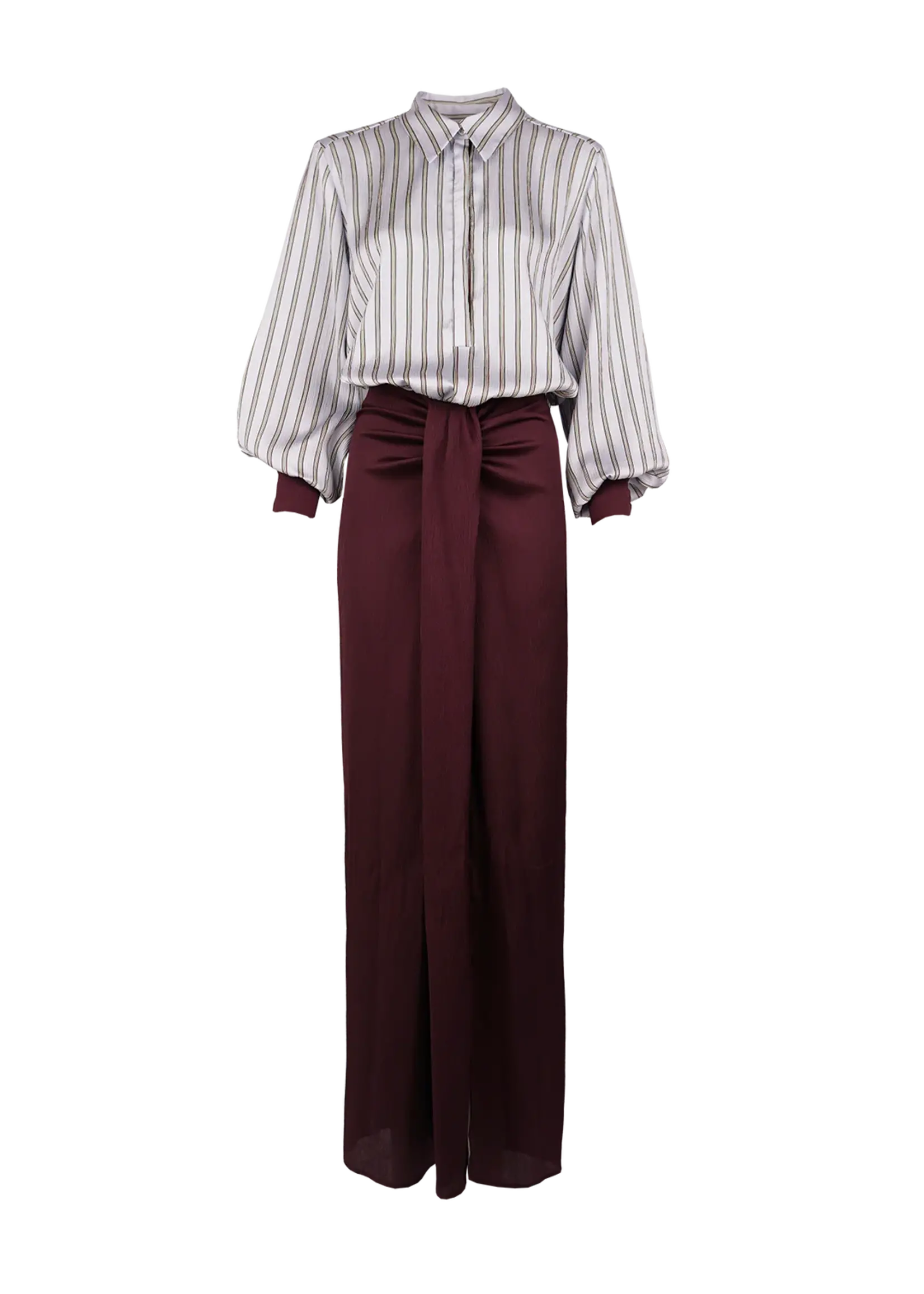 Mia Dress Satin Structure Barolo + Blue