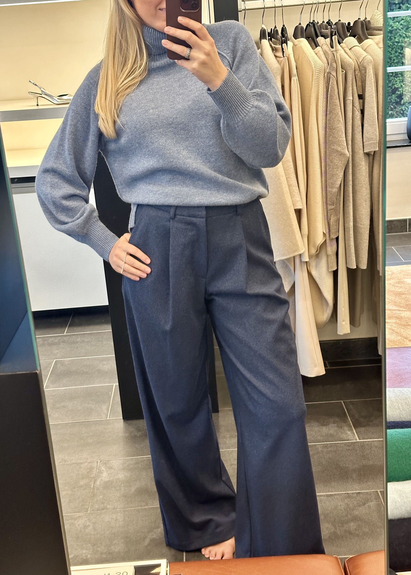 Trousers Togy Soft Wool Blue Melange