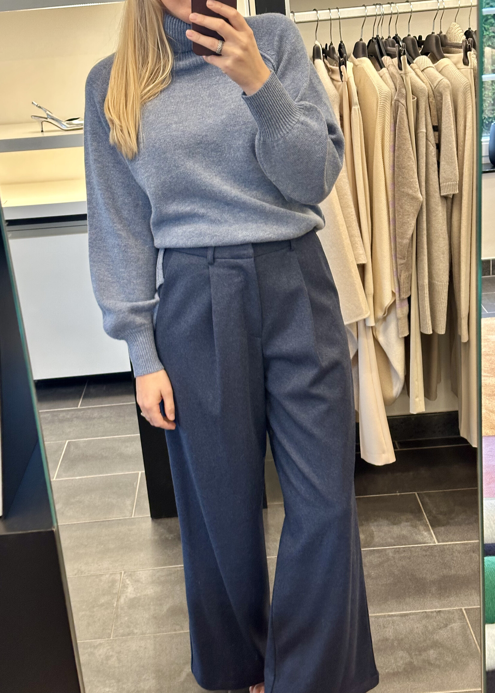 Trousers Togy Soft Wool Blue Melange