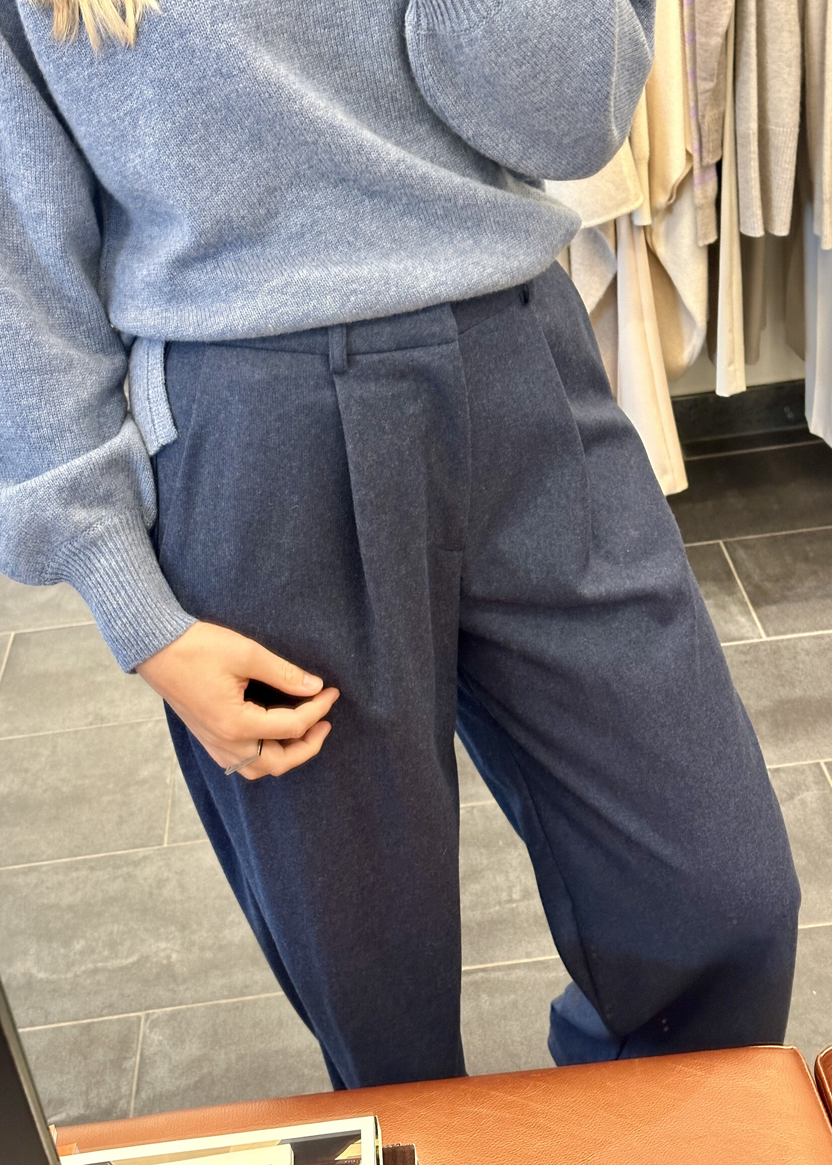 Trousers Togy Soft Wool Blue Melange