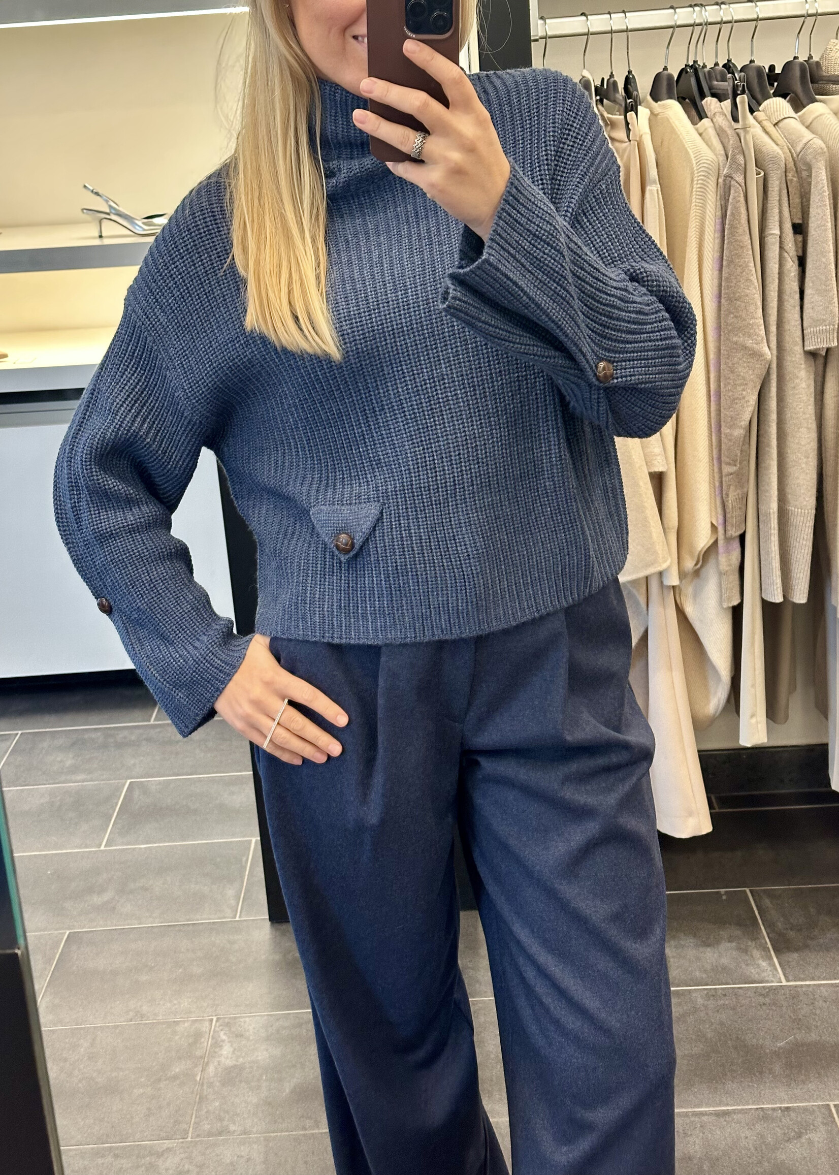 Trousers Togy Soft Wool Blue Melange