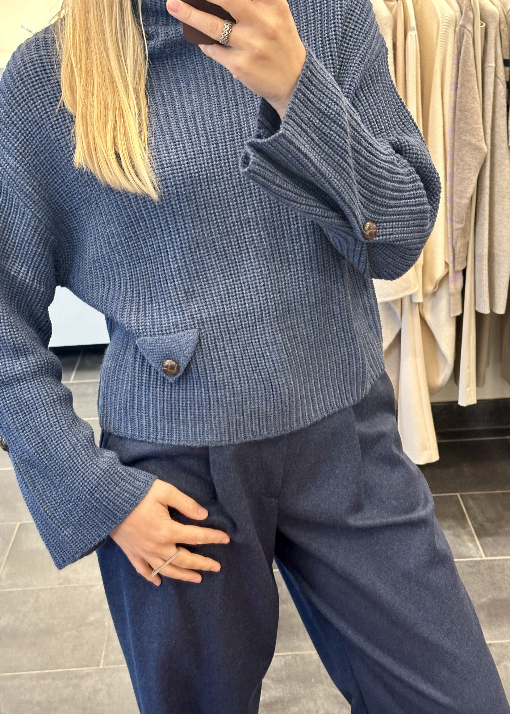 Trousers Togy Soft Wool Blue Melange