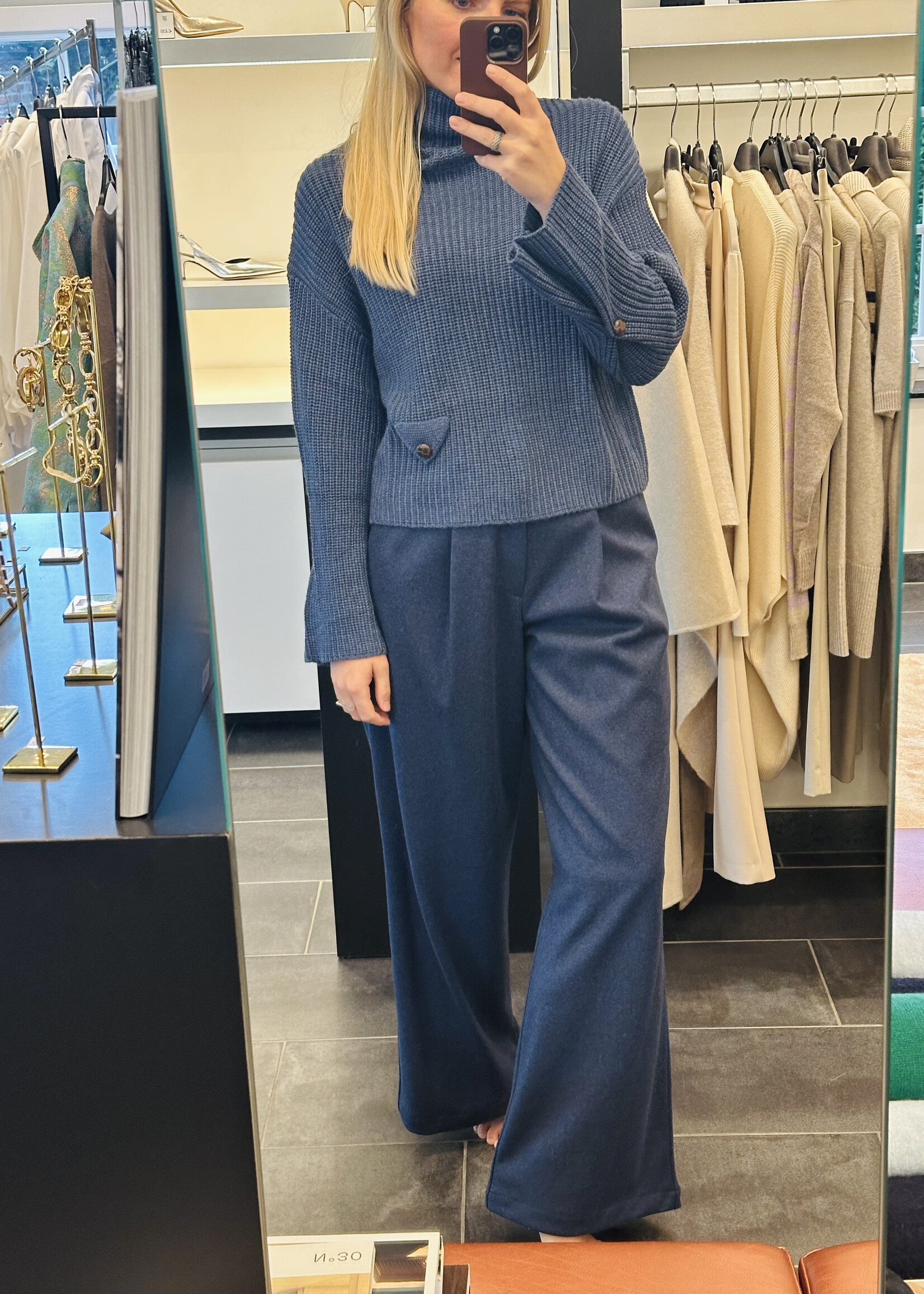 Trousers Togy Soft Wool Blue Melange