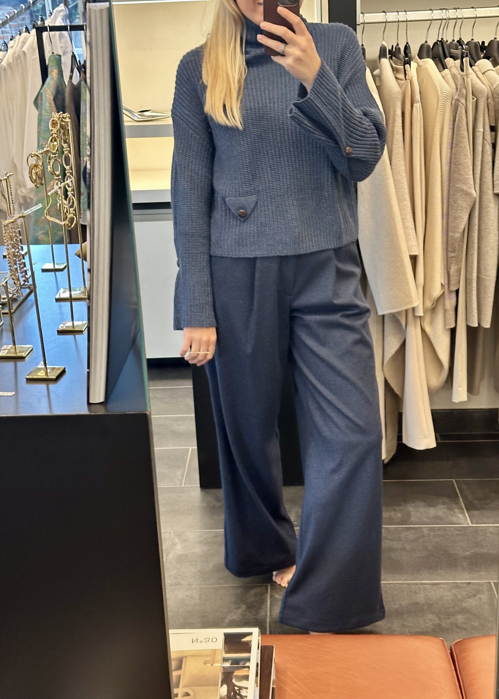 Trousers Togy Soft Wool Blue Melange