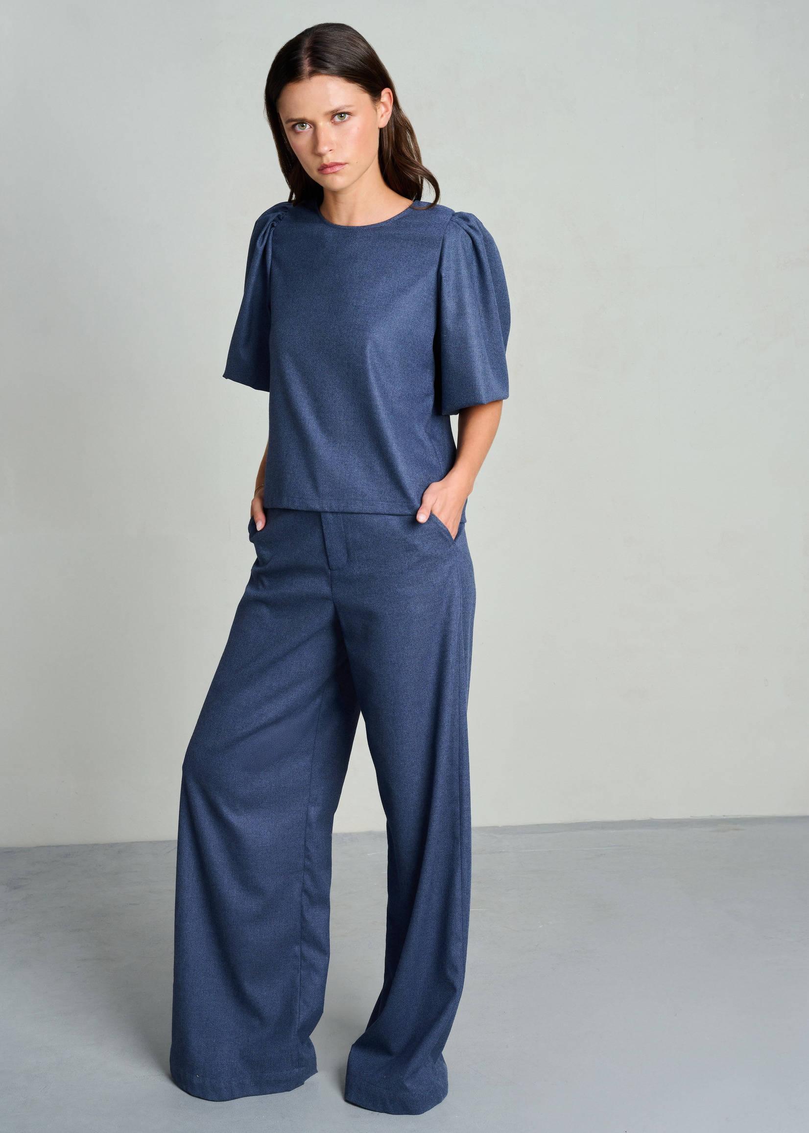 Trousers Togy Soft Wool Blue Melange