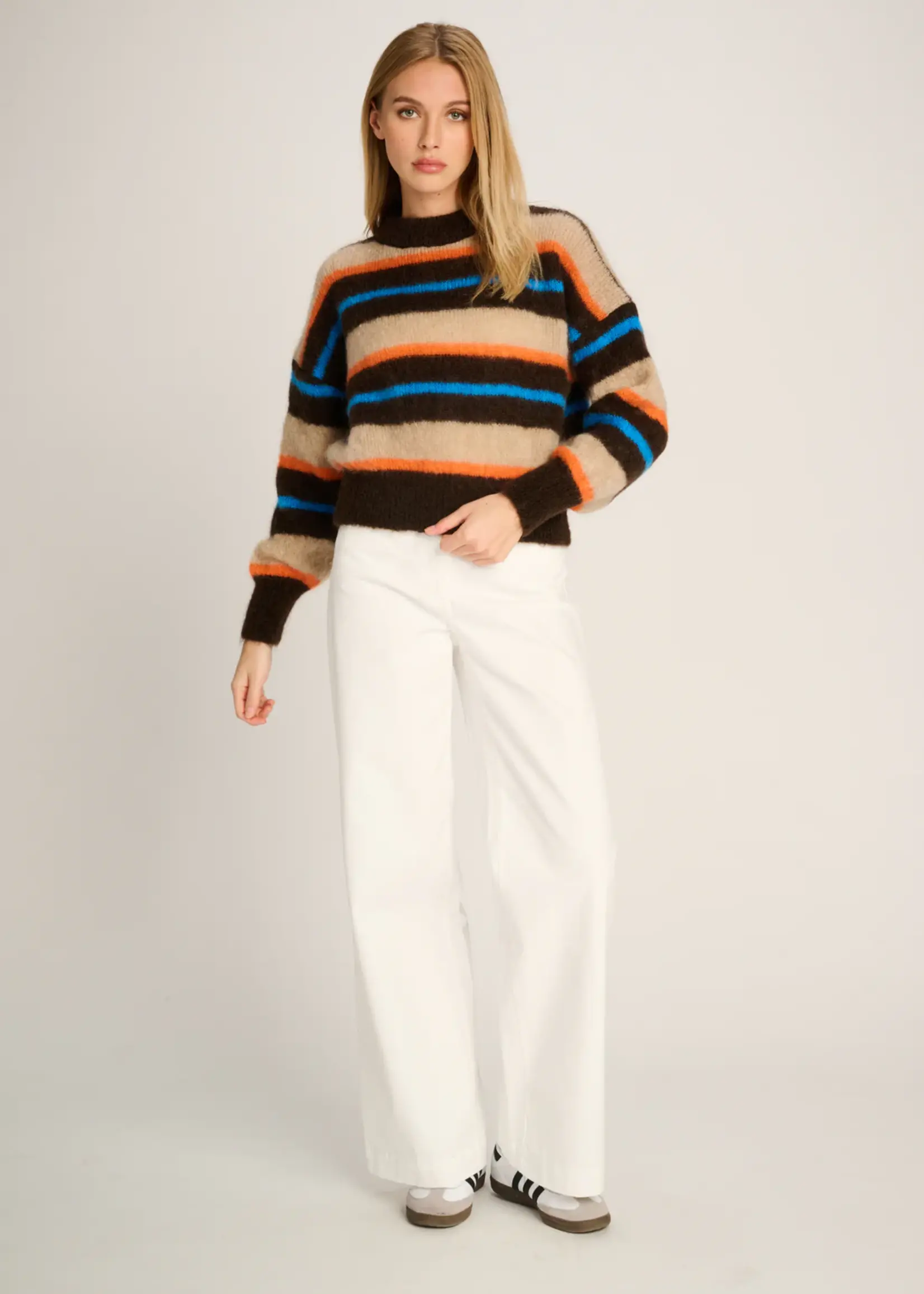 Coco Pullover Crewneck Stripes Beige