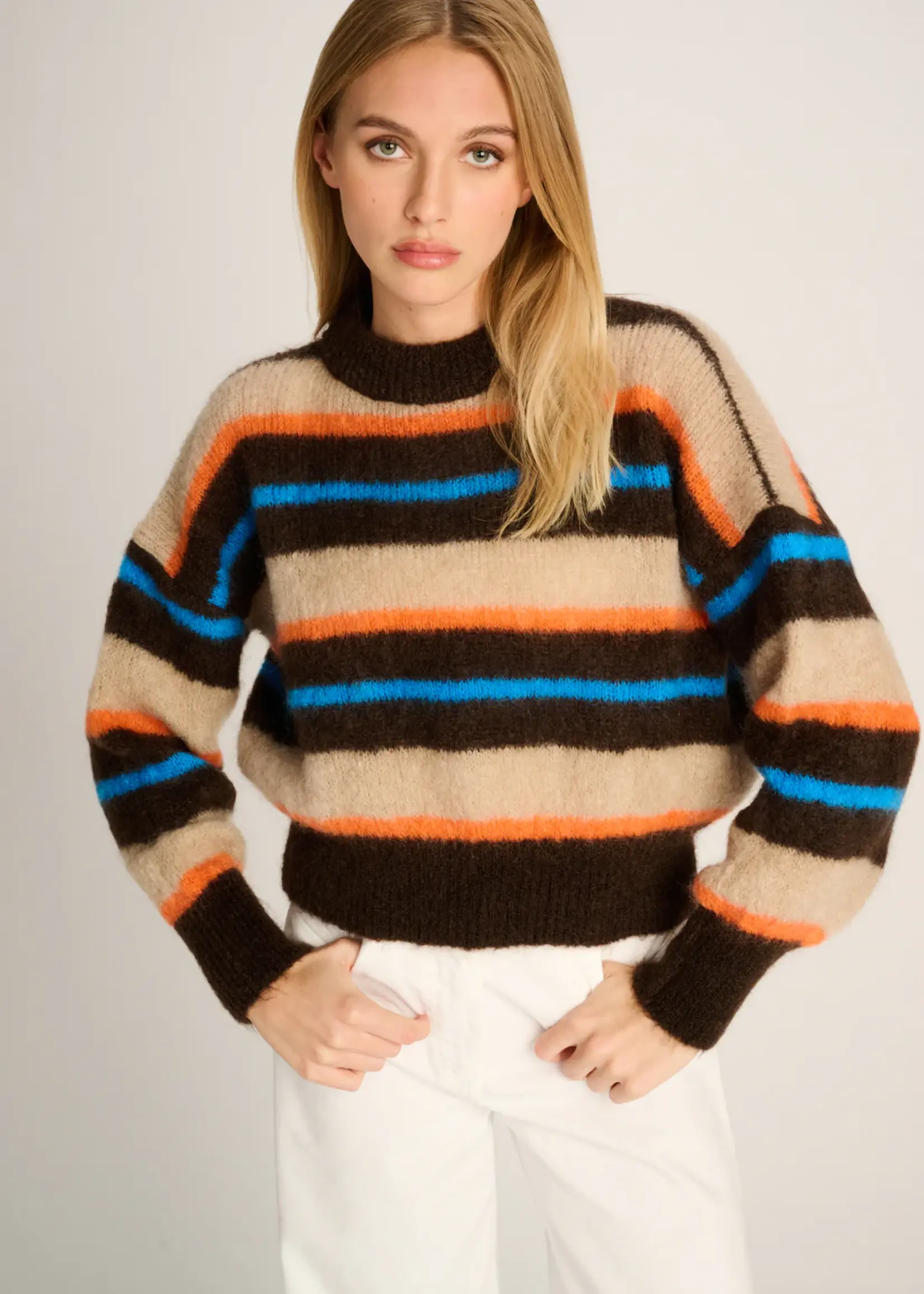 Coco Pullover Crewneck Stripes Beige